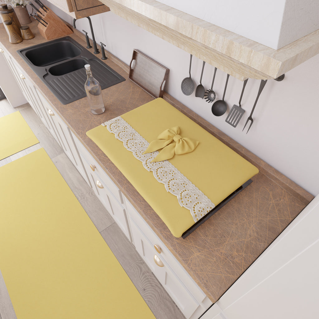 Coprifornello Coprifuochi Shabby Chic con Pizzo e Fiocco Giallo
