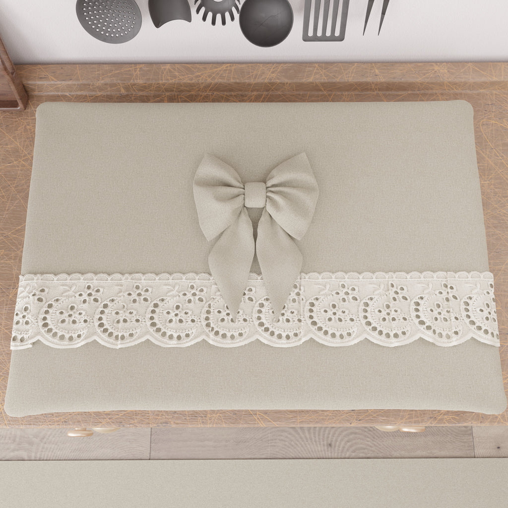 Coprifornello Coprifuochi Shabby Chic con Pizzo e Fiocco Beige