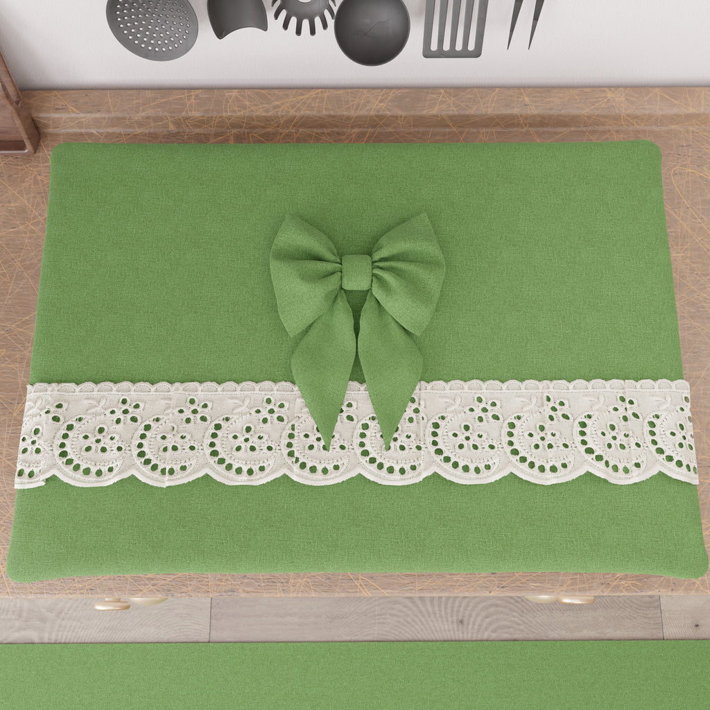 Coprifornello Coprifuochi Shabby Chic con Pizzo e Fiocco Verde