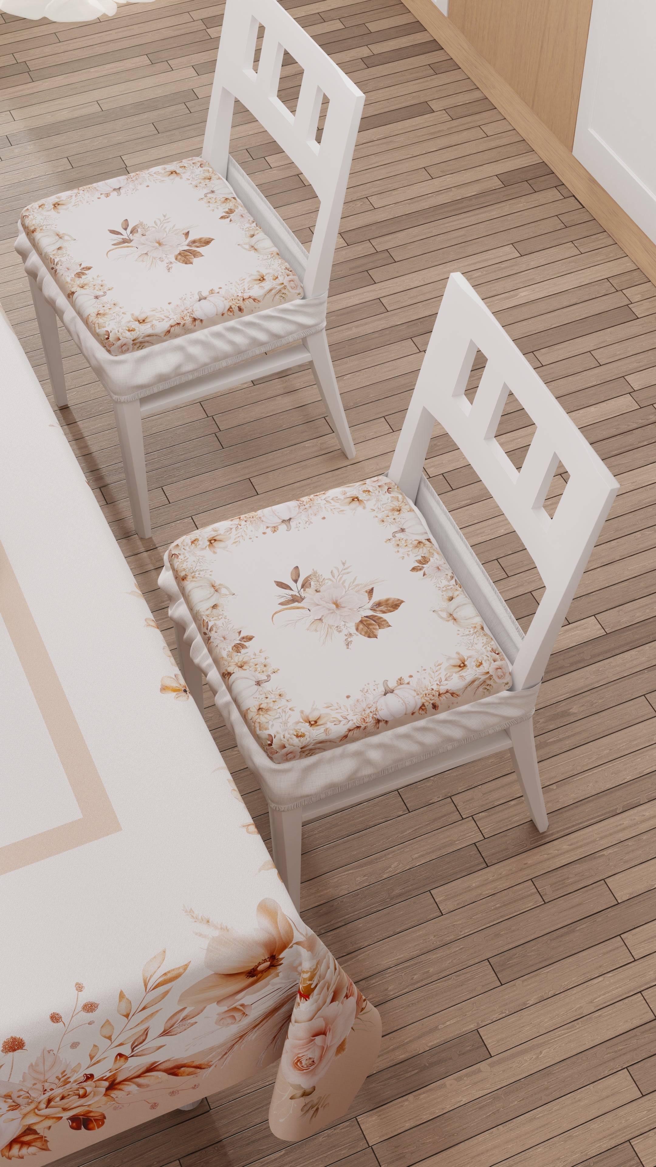 Cuscini per Sedie con Elastico Coprisedia in Stampa Digitale 2 Pezzi Autumn Flowers