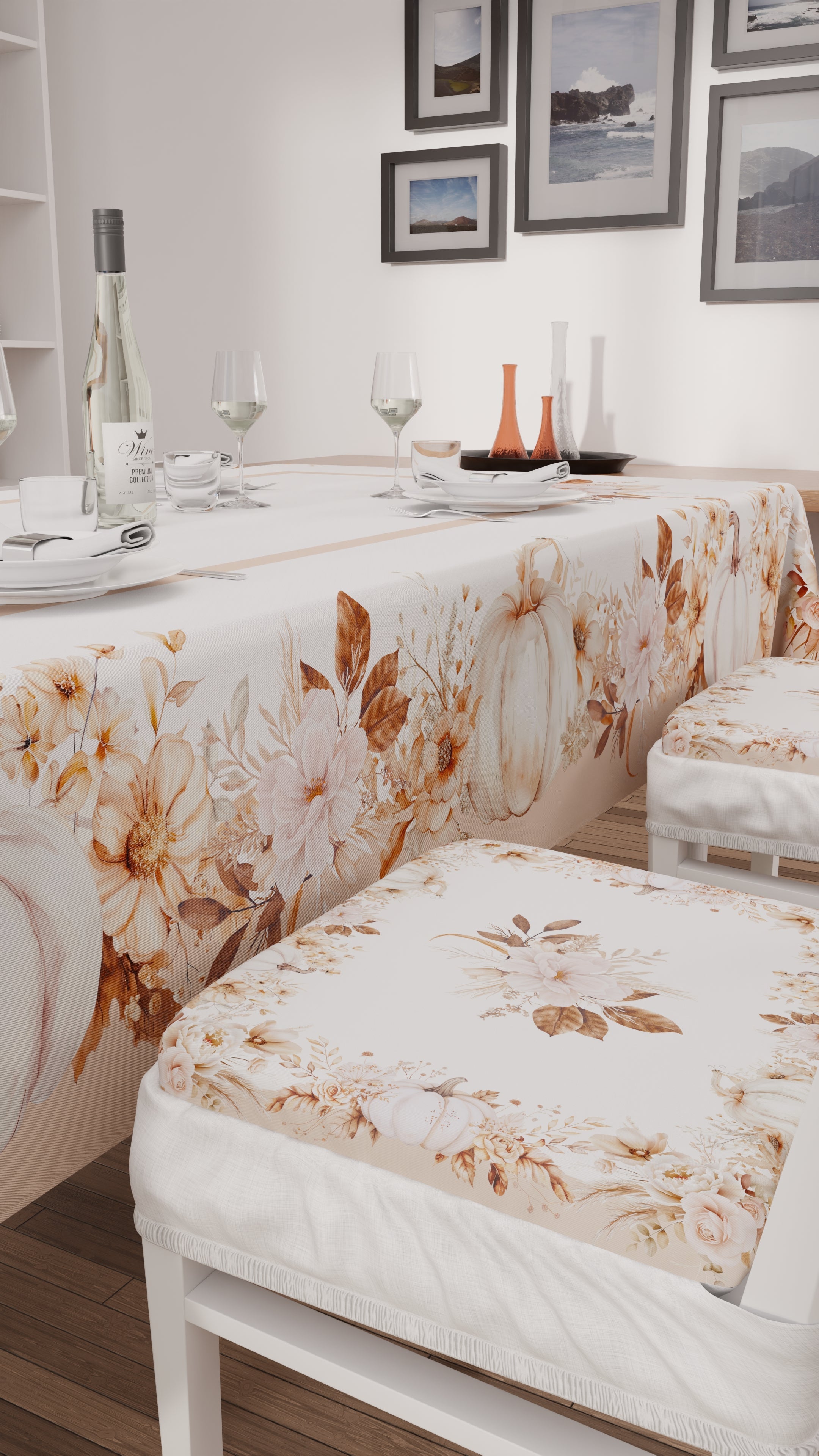 Cuscini per Sedie con Elastico Coprisedia in Stampa Digitale 2 Pezzi Autumn Flowers