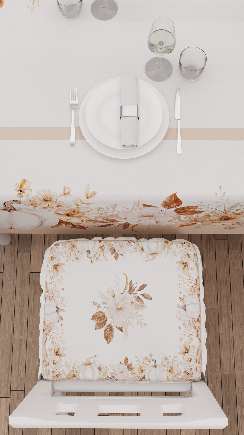 Cuscini per Sedie con Elastico Coprisedia in Stampa Digitale 2 Pezzi Autumn Flowers