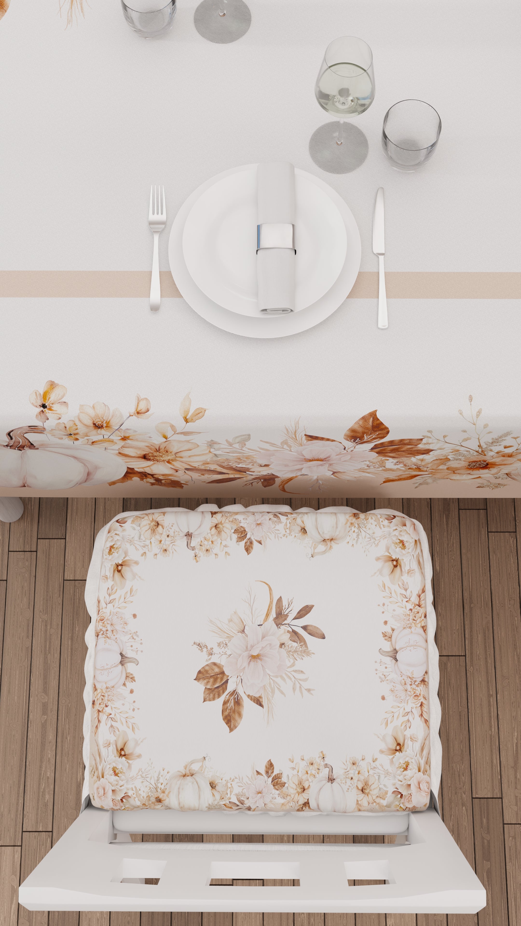 Cuscini per Sedie con Elastico Coprisedia in Stampa Digitale 2 Pezzi Autumn Flowers