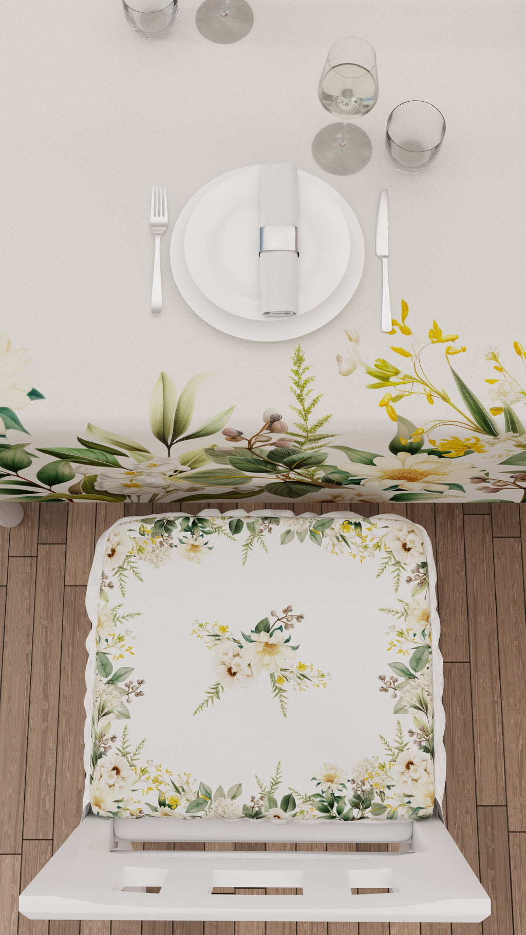 Cuscini per Sedie con Elastico Coprisedia in Stampa Digitale 2 Pezzi Botanical