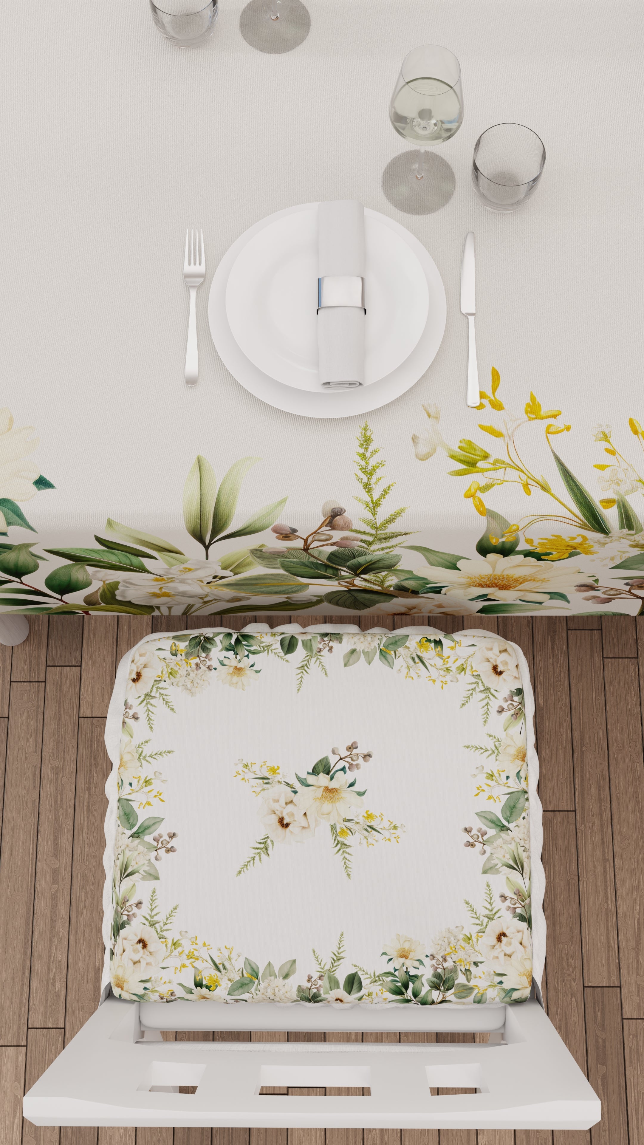Cuscini per Sedie con Elastico Coprisedia in Stampa Digitale 2 Pezzi Botanical