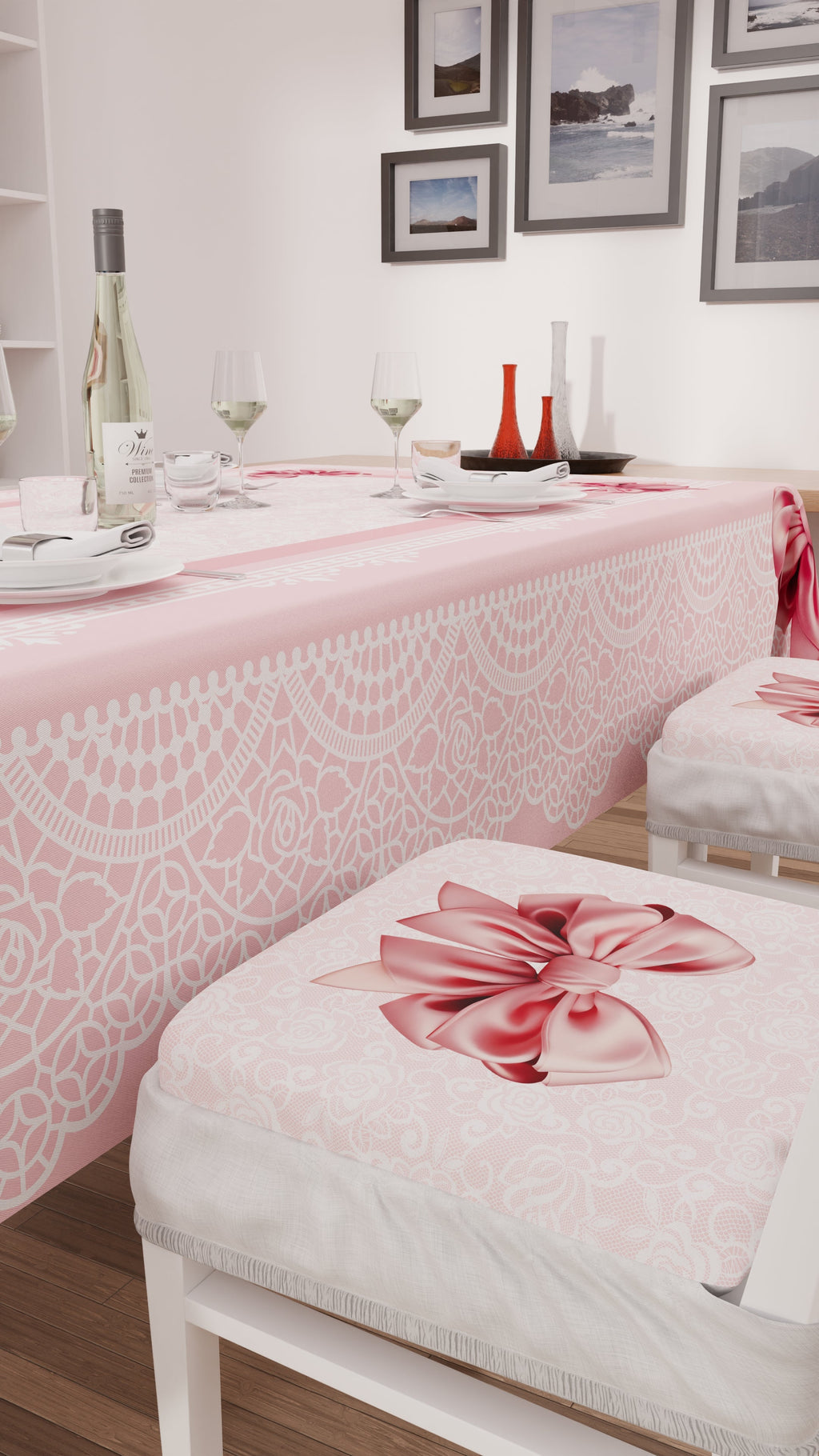 Cuscini per Sedie con Elastico Coprisedia in Stampa Digitale 2 Pezzi Fiocco Rosa
