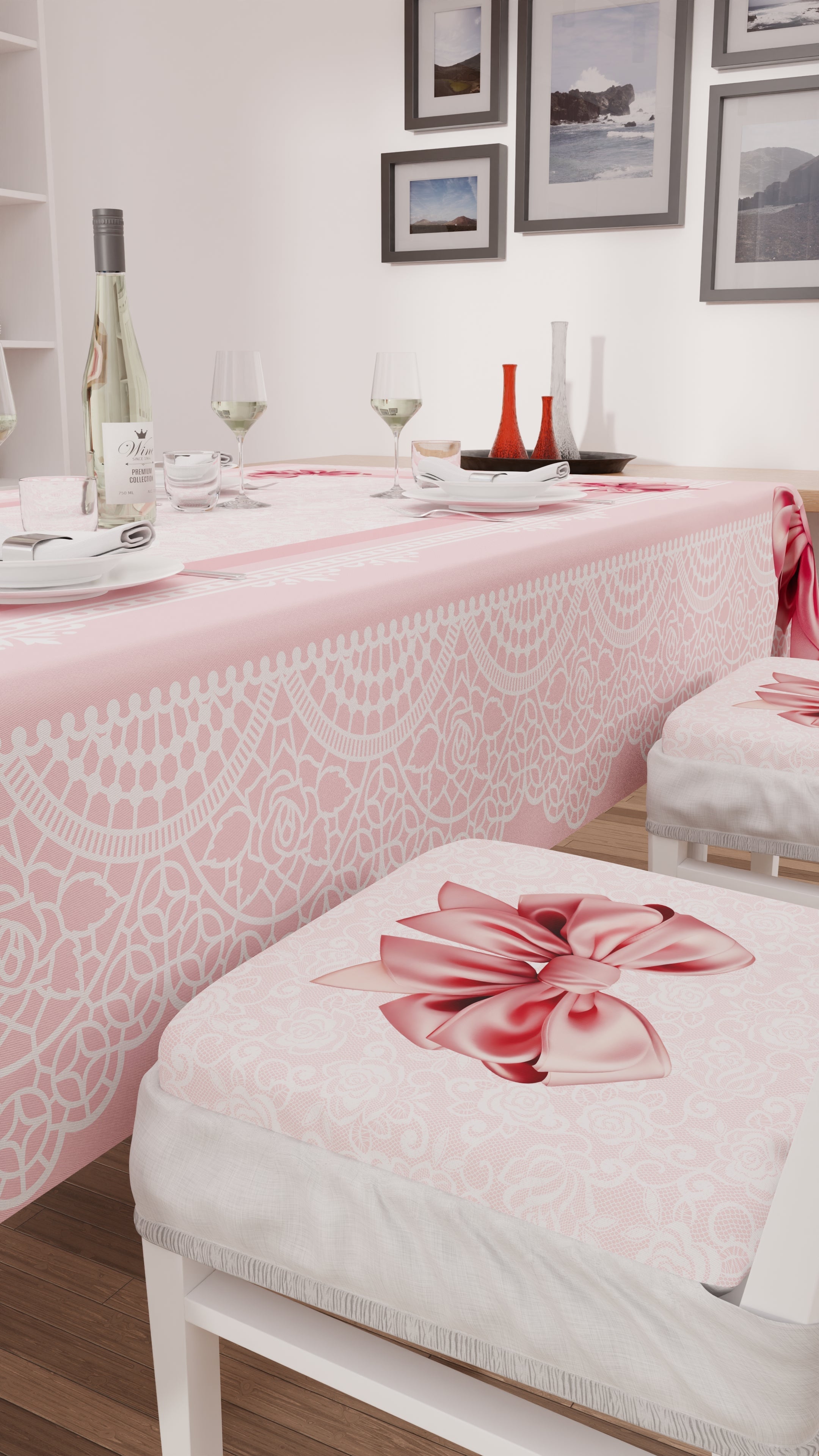 Cuscini per Sedie con Elastico Coprisedia in Stampa Digitale 2 Pezzi Fiocco Rosa