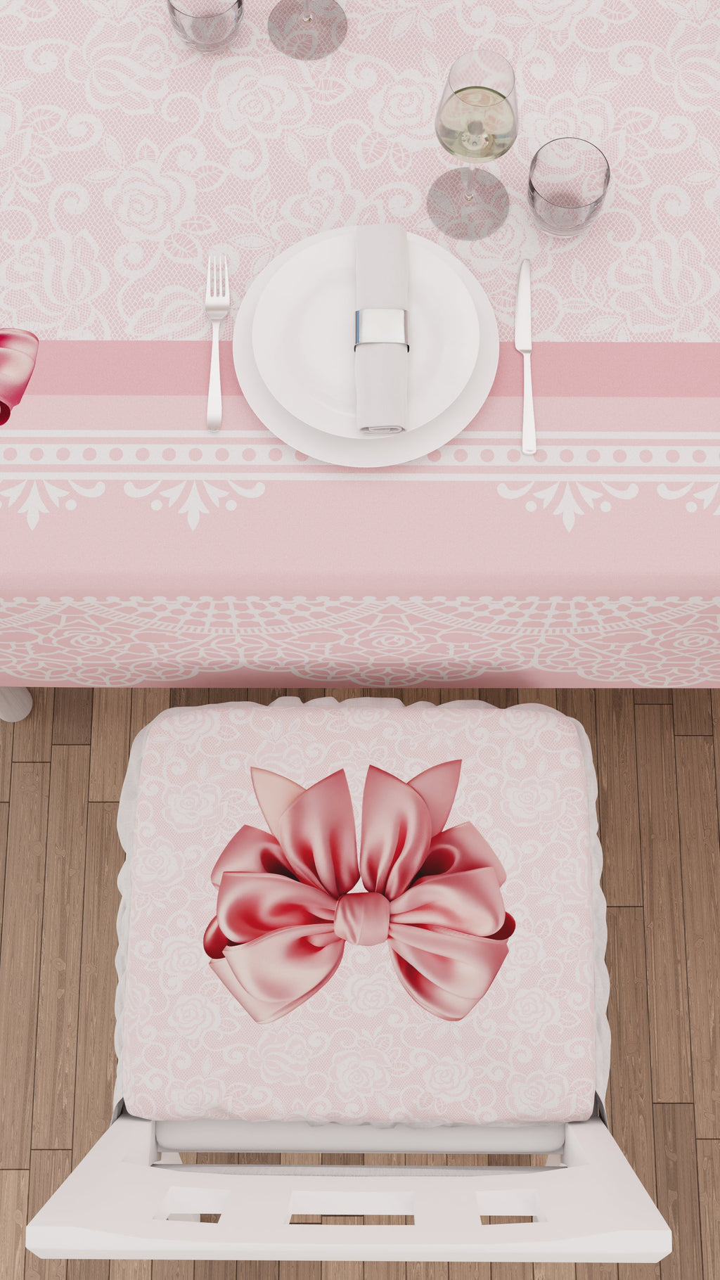 Cuscini per Sedie con Elastico Coprisedia in Stampa Digitale 2 Pezzi Fiocco Rosa