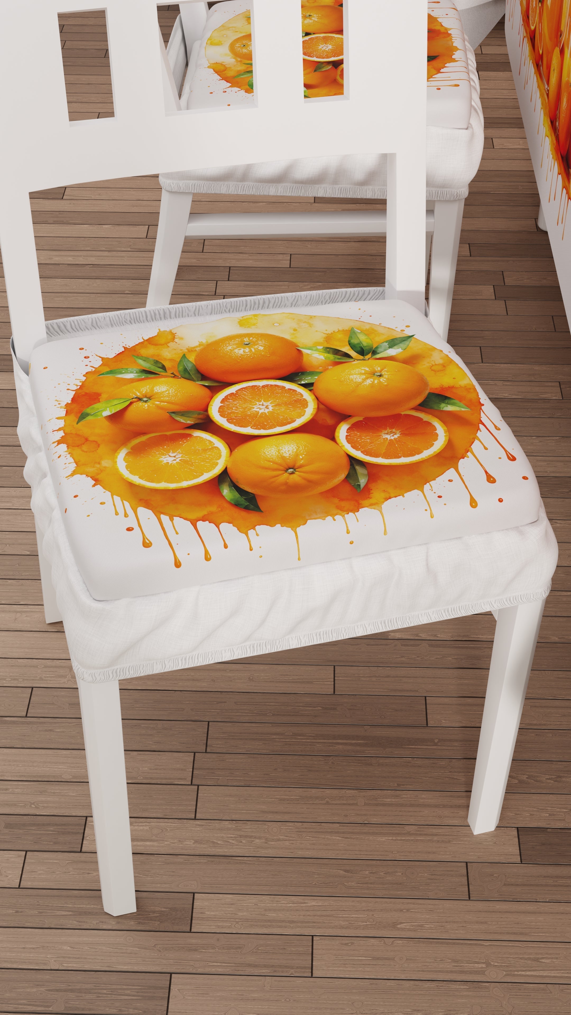 Cuscini per Sedie con Elastico Coprisedia in Stampa Digitale 2 Pezzi Fruit - Arancia