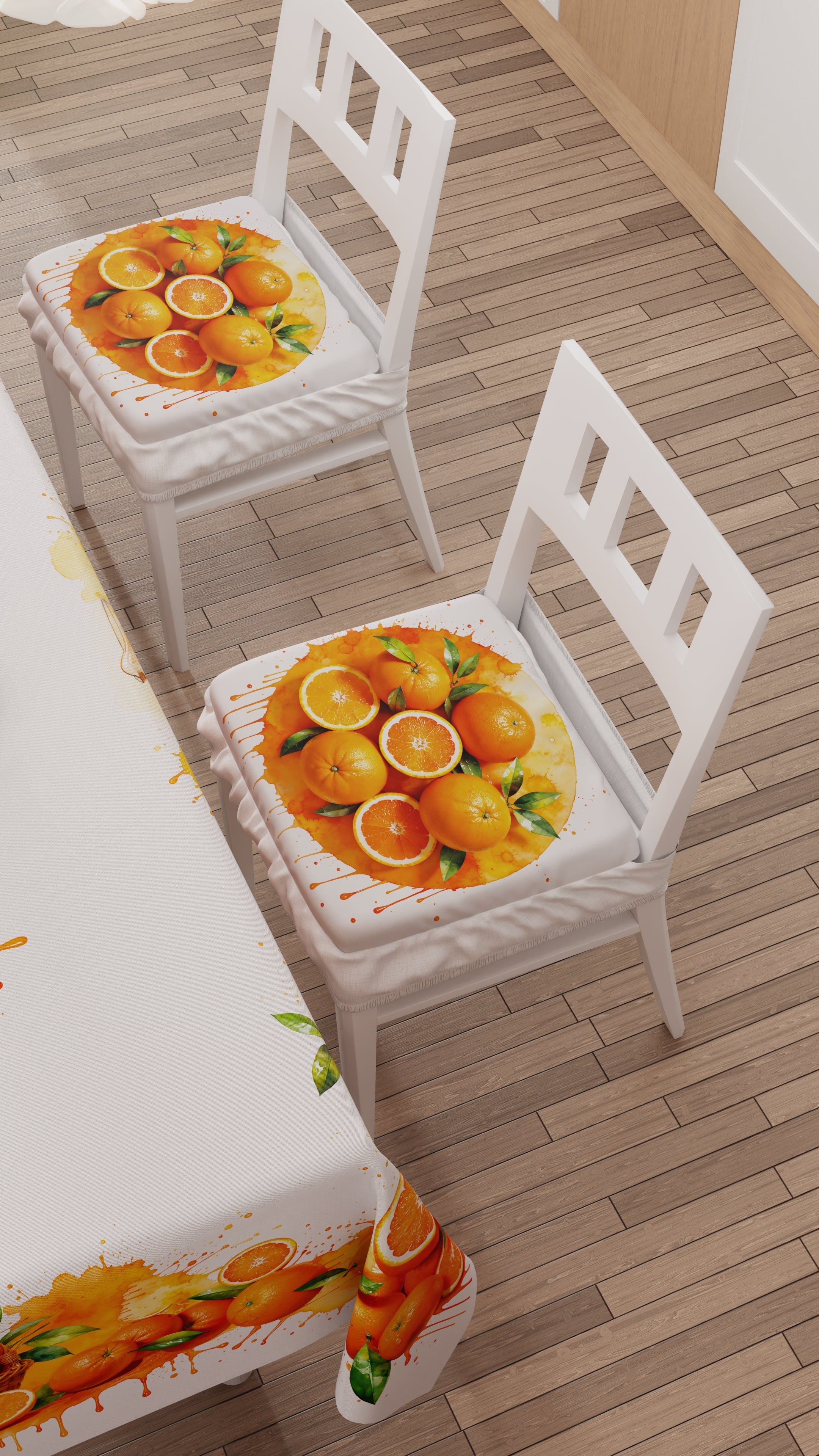 Cuscini per Sedie con Elastico Coprisedia in Stampa Digitale 2 Pezzi Fruit - Arancia