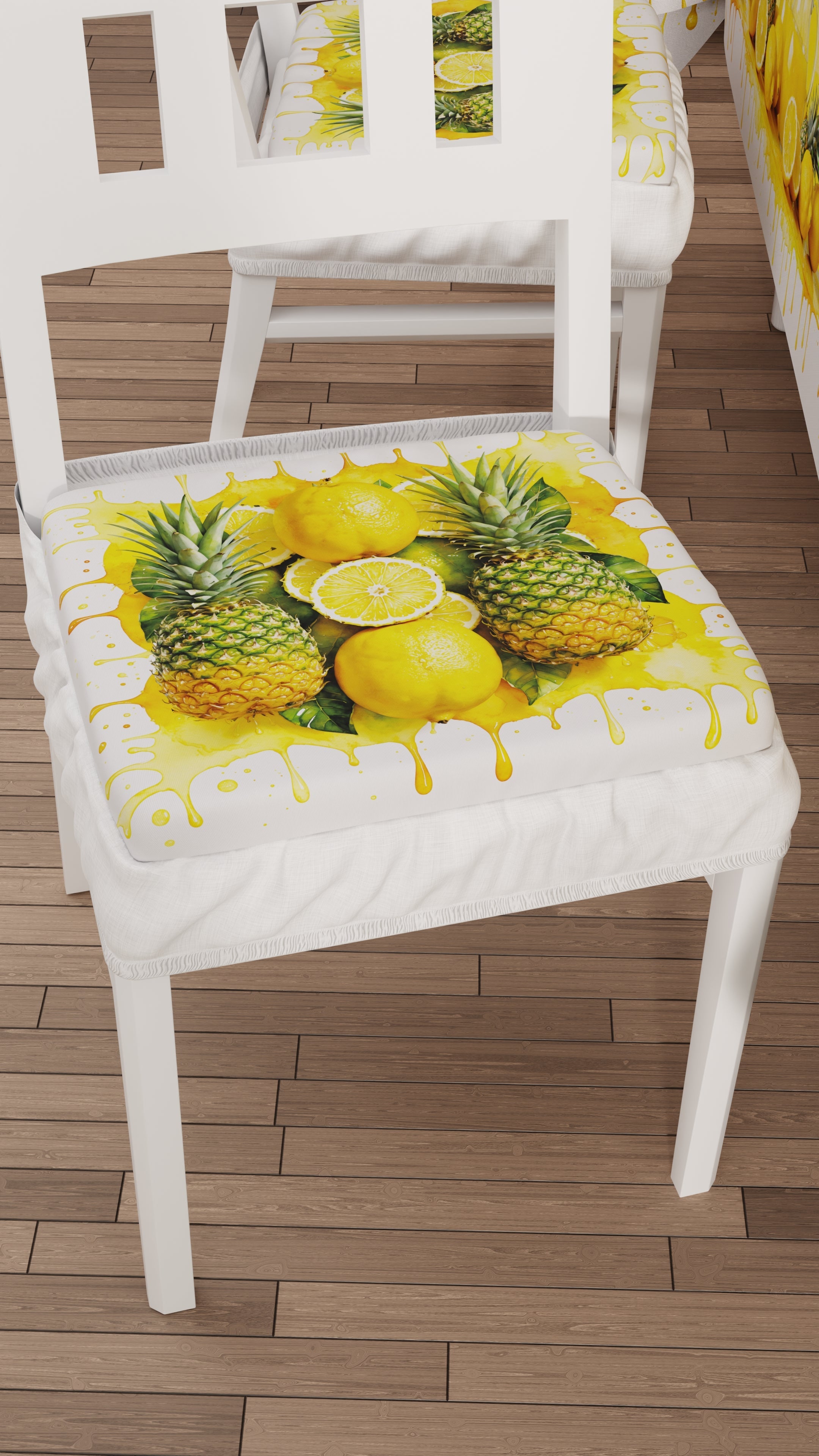 Cuscini per Sedie con Elastico Coprisedia in Stampa Digitale 2 Pezzi Fruit - Limone e Ananas
