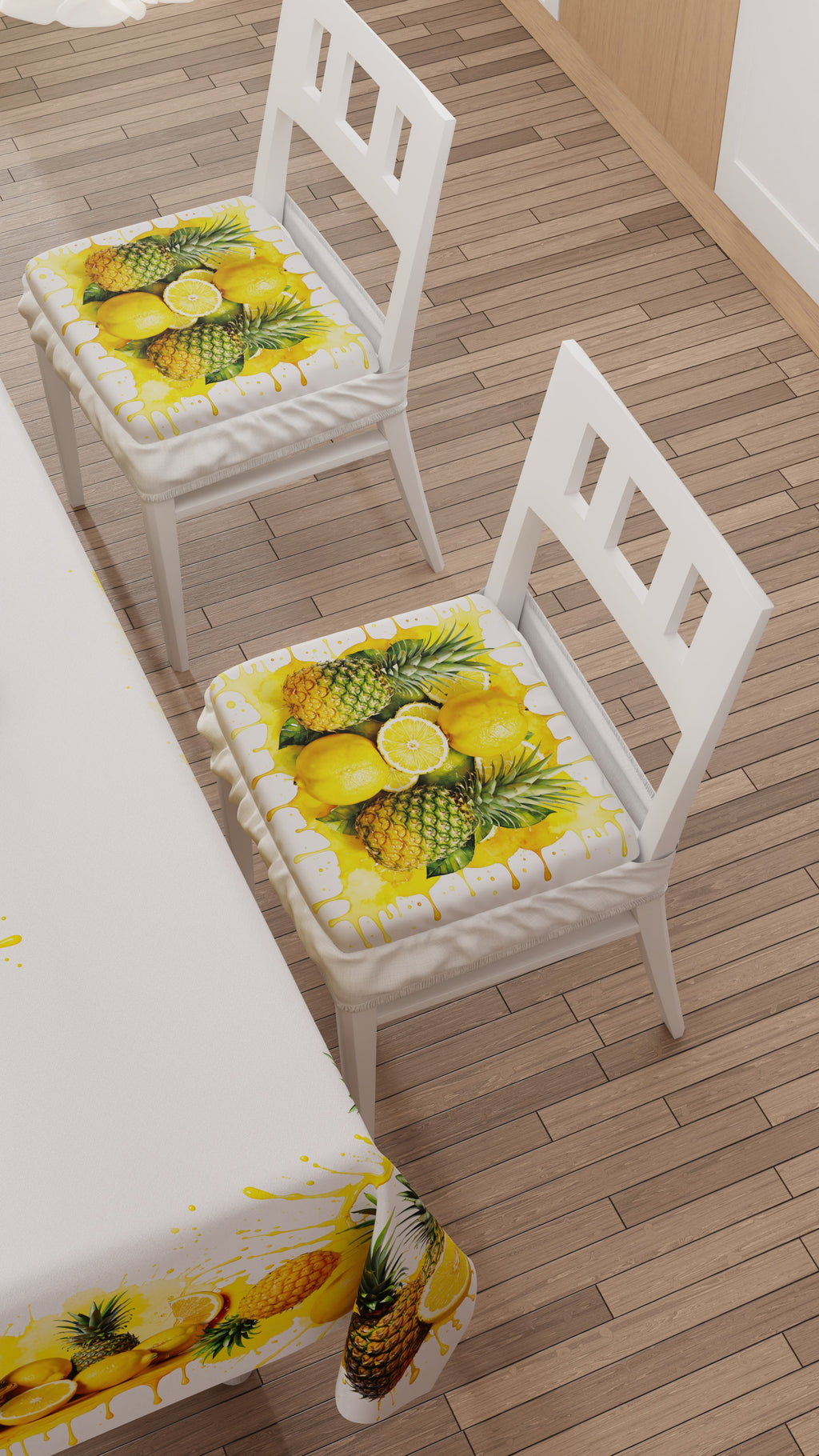 Cuscini per Sedie con Elastico Coprisedia in Stampa Digitale 2 Pezzi Fruit - Limone e Ananas