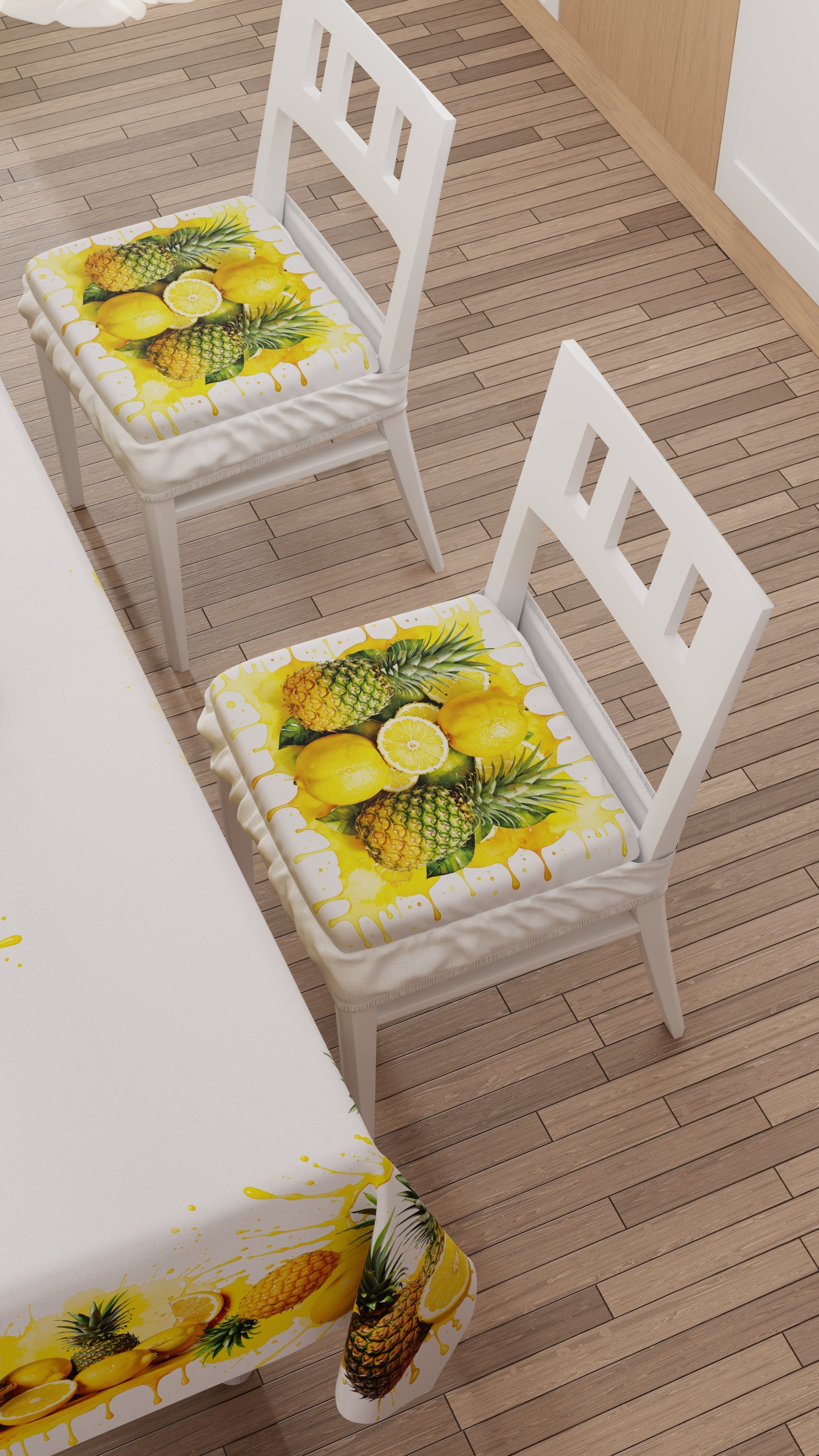 Cuscini per Sedie con Elastico Coprisedia in Stampa Digitale 2 Pezzi Fruit - Limone e Ananas