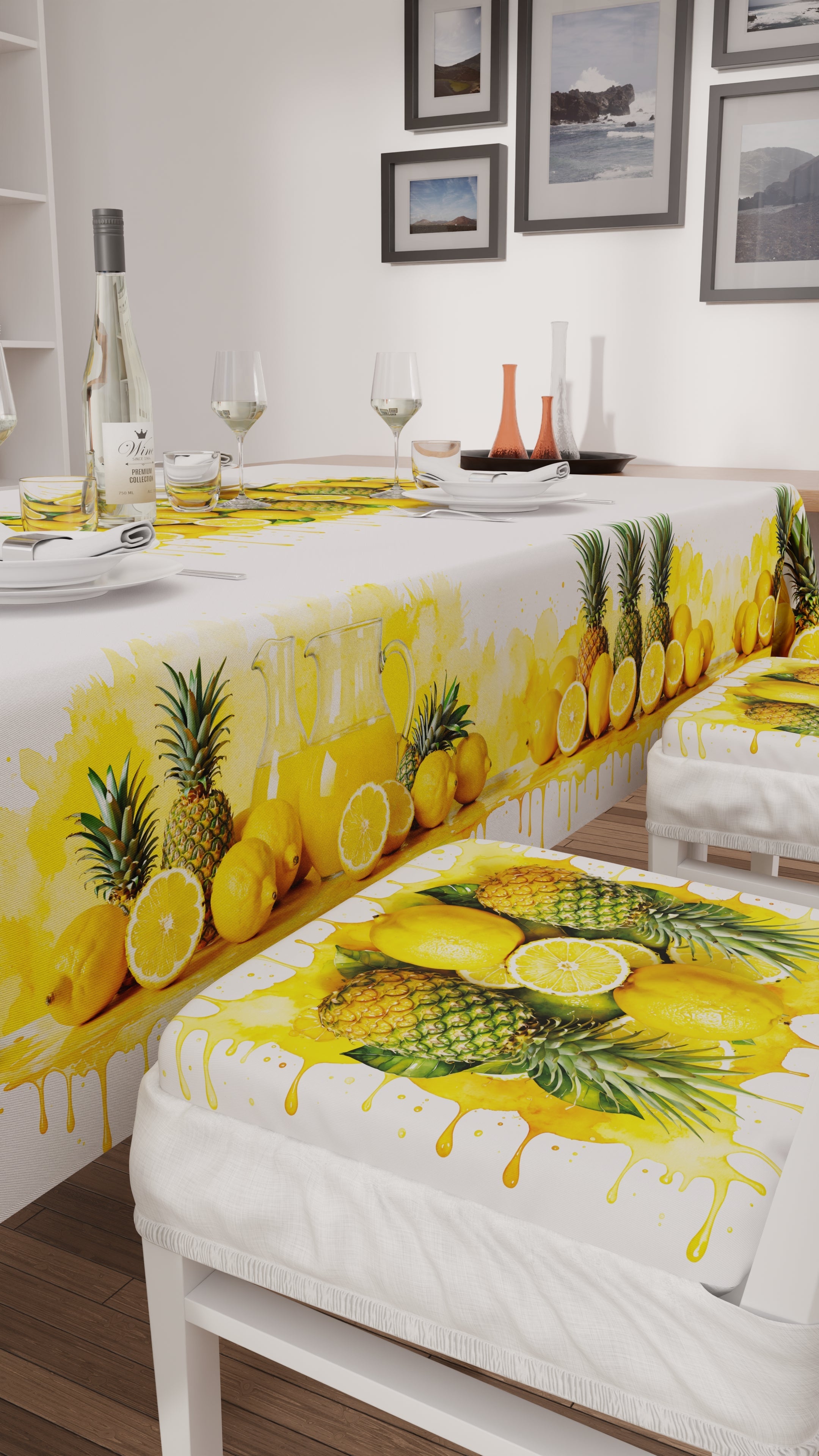 Cuscini per Sedie con Elastico Coprisedia in Stampa Digitale 2 Pezzi Fruit - Limone e Ananas