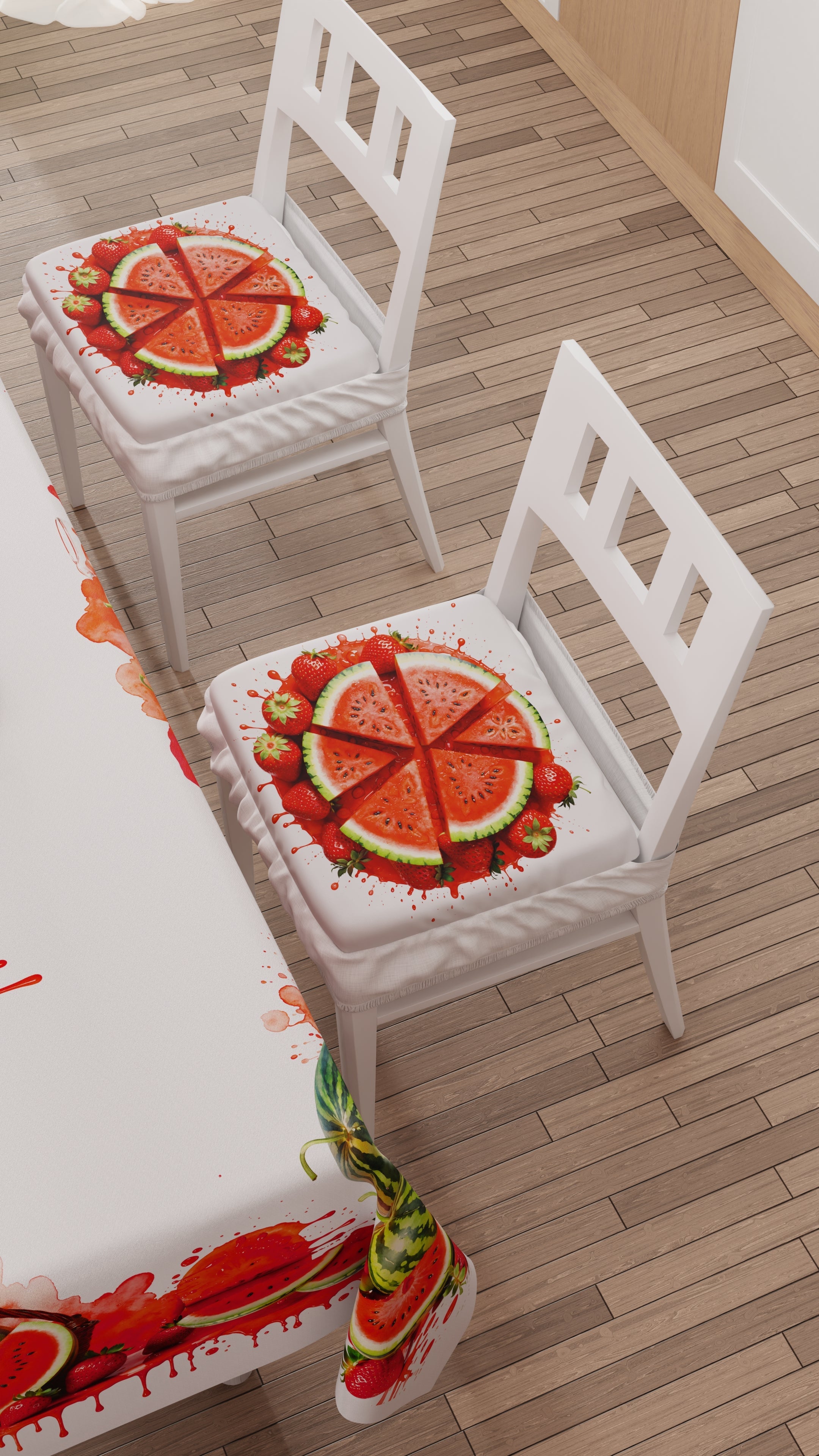 Cuscini per Sedie con Elastico Coprisedia in Stampa Digitale 2 Pezzi Fruit - Melone e Fragola