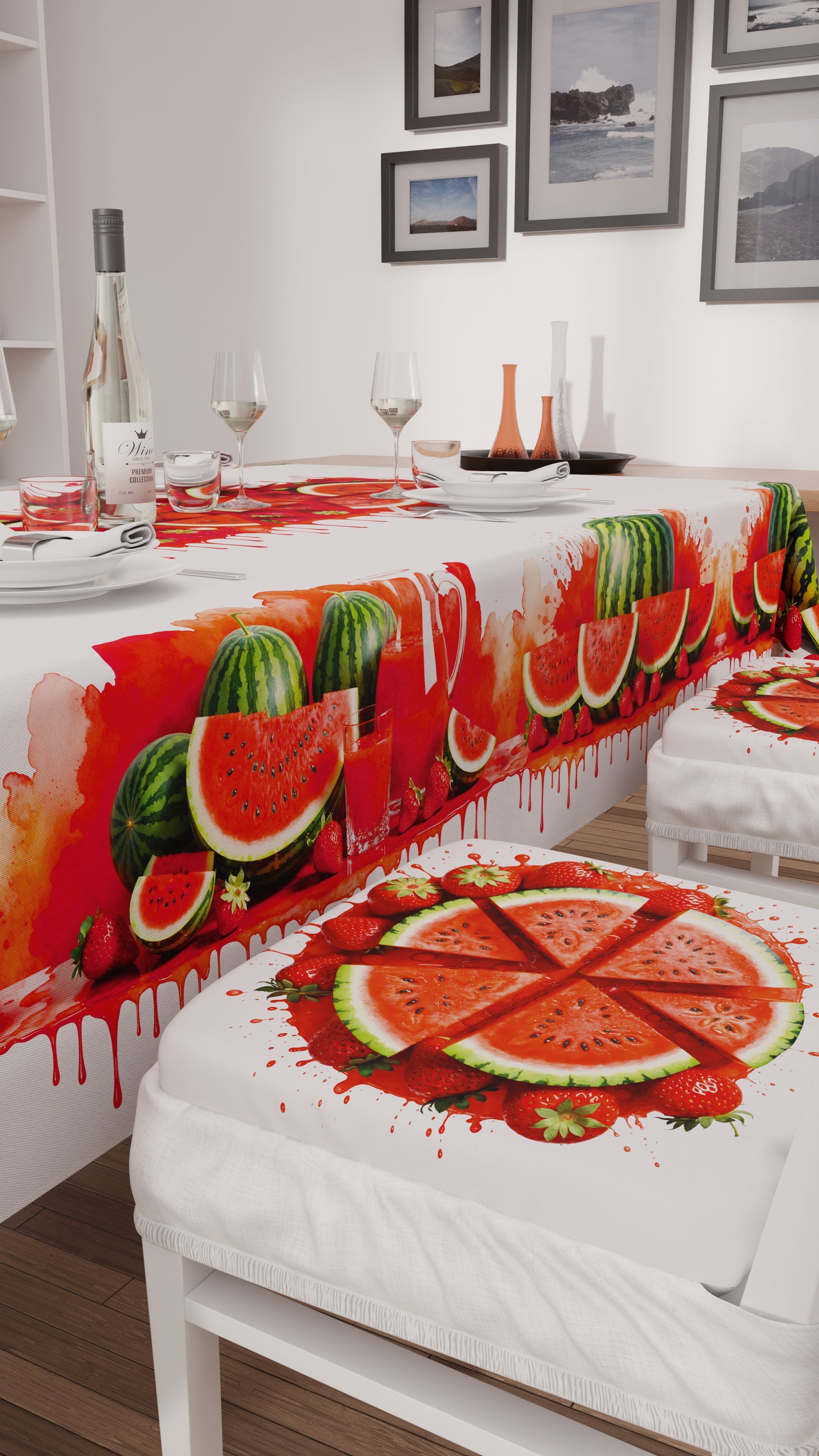 Cuscini per Sedie con Elastico Coprisedia in Stampa Digitale 2 Pezzi Fruit - Melone e Fragola