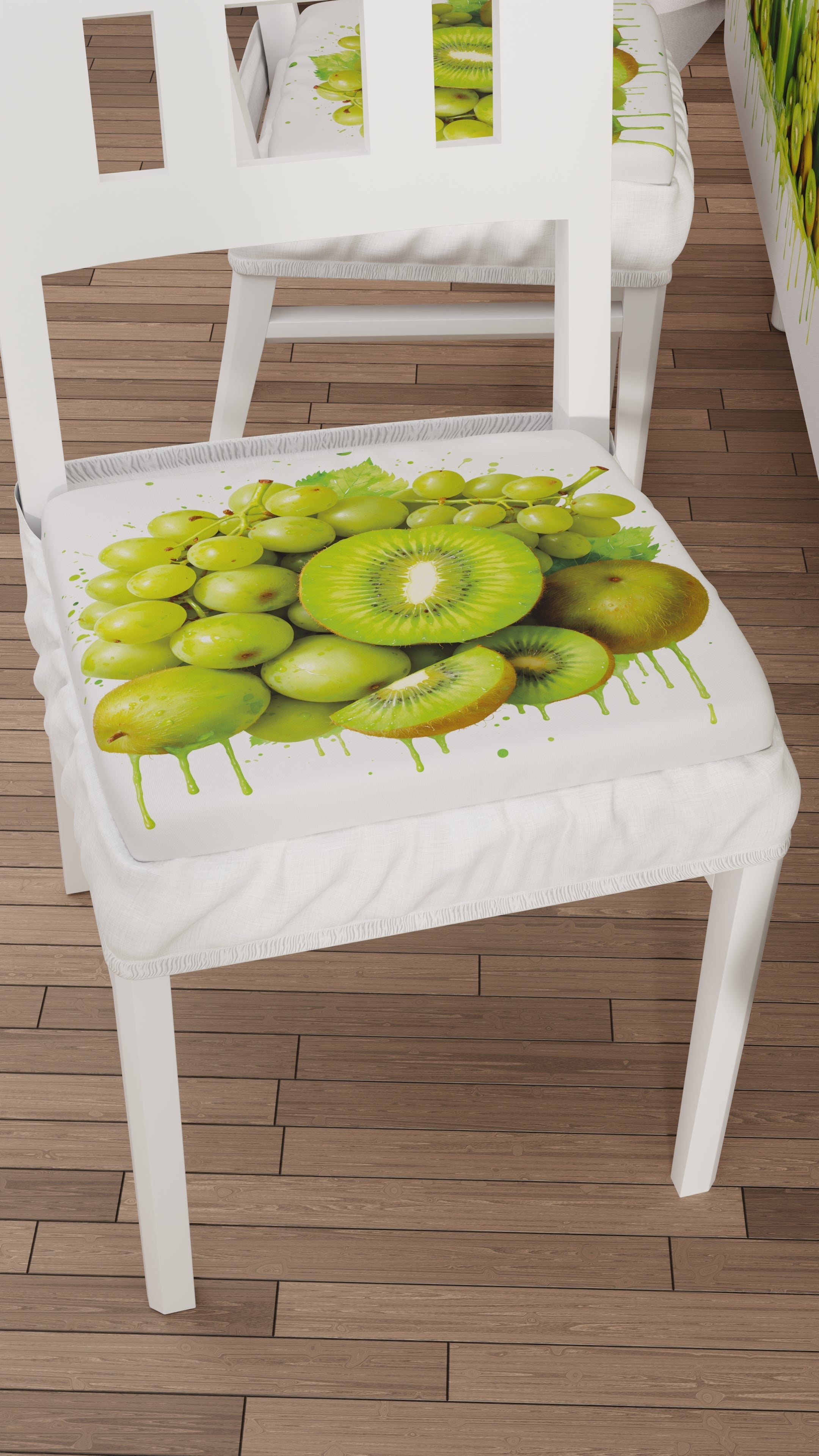 Cuscini per Sedie con Elastico Coprisedia in Stampa Digitale 2 Pezzi Fruit - Kiwi e Uva