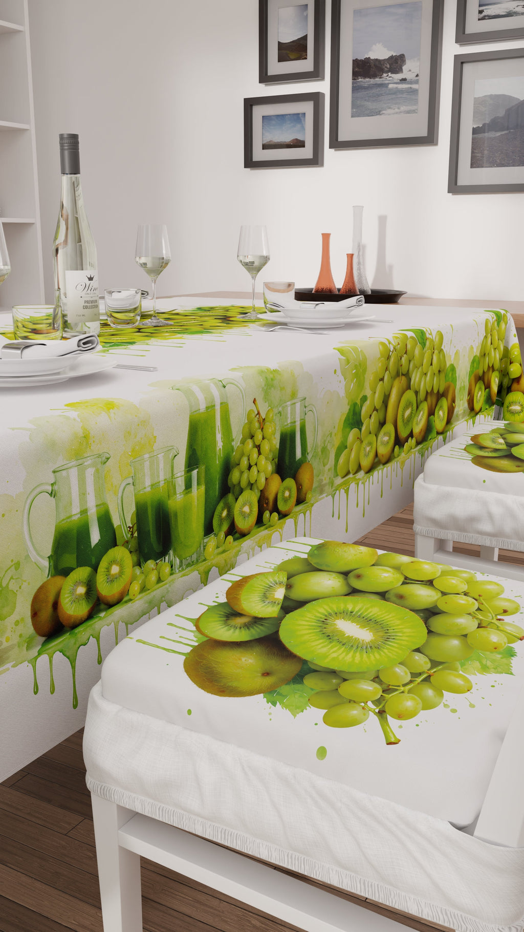 Cuscini per Sedie con Elastico Coprisedia in Stampa Digitale 2 Pezzi Fruit - Kiwi e Uva