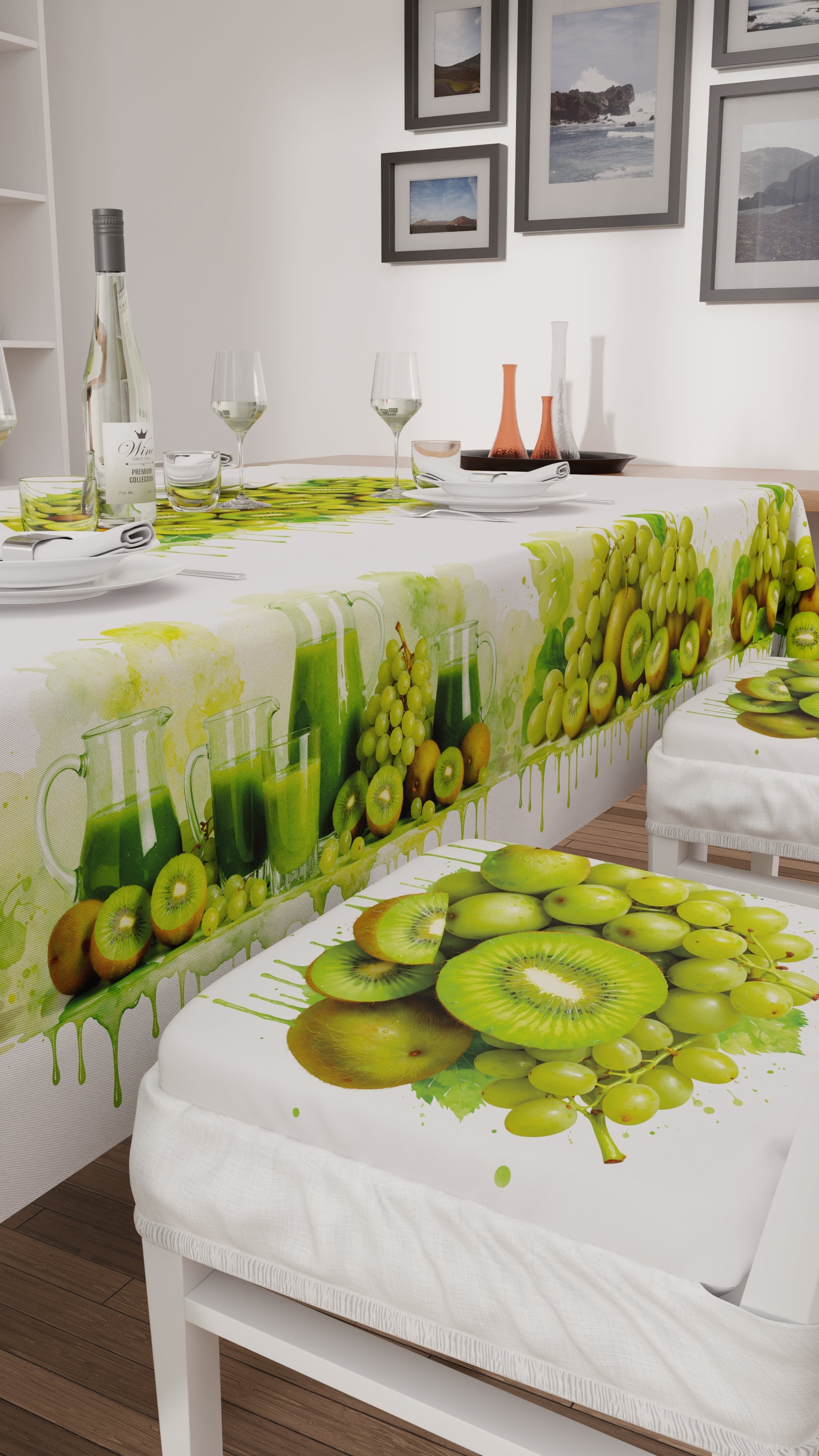 Cuscini per Sedie con Elastico Coprisedia in Stampa Digitale 2 Pezzi Fruit - Kiwi e Uva