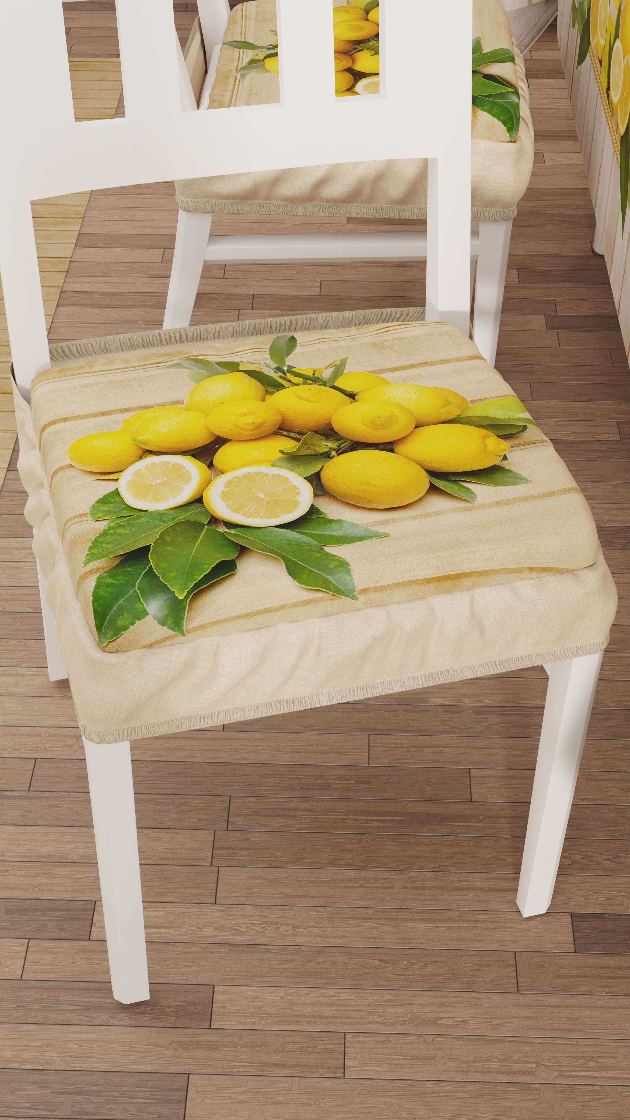 Cuscini per Sedie con Elastico Coprisedia in Stampa Digitale 2 Pezzi Lemon