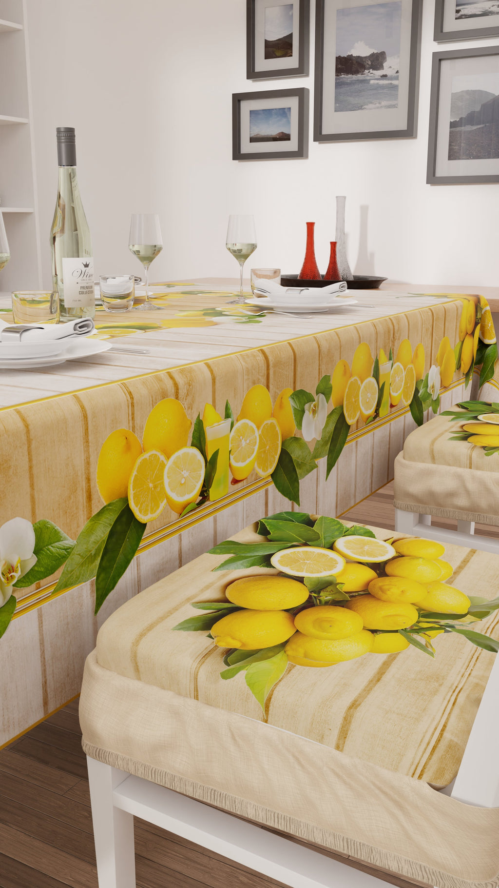 Cuscini per Sedie con Elastico Coprisedia in Stampa Digitale 2 Pezzi Lemon