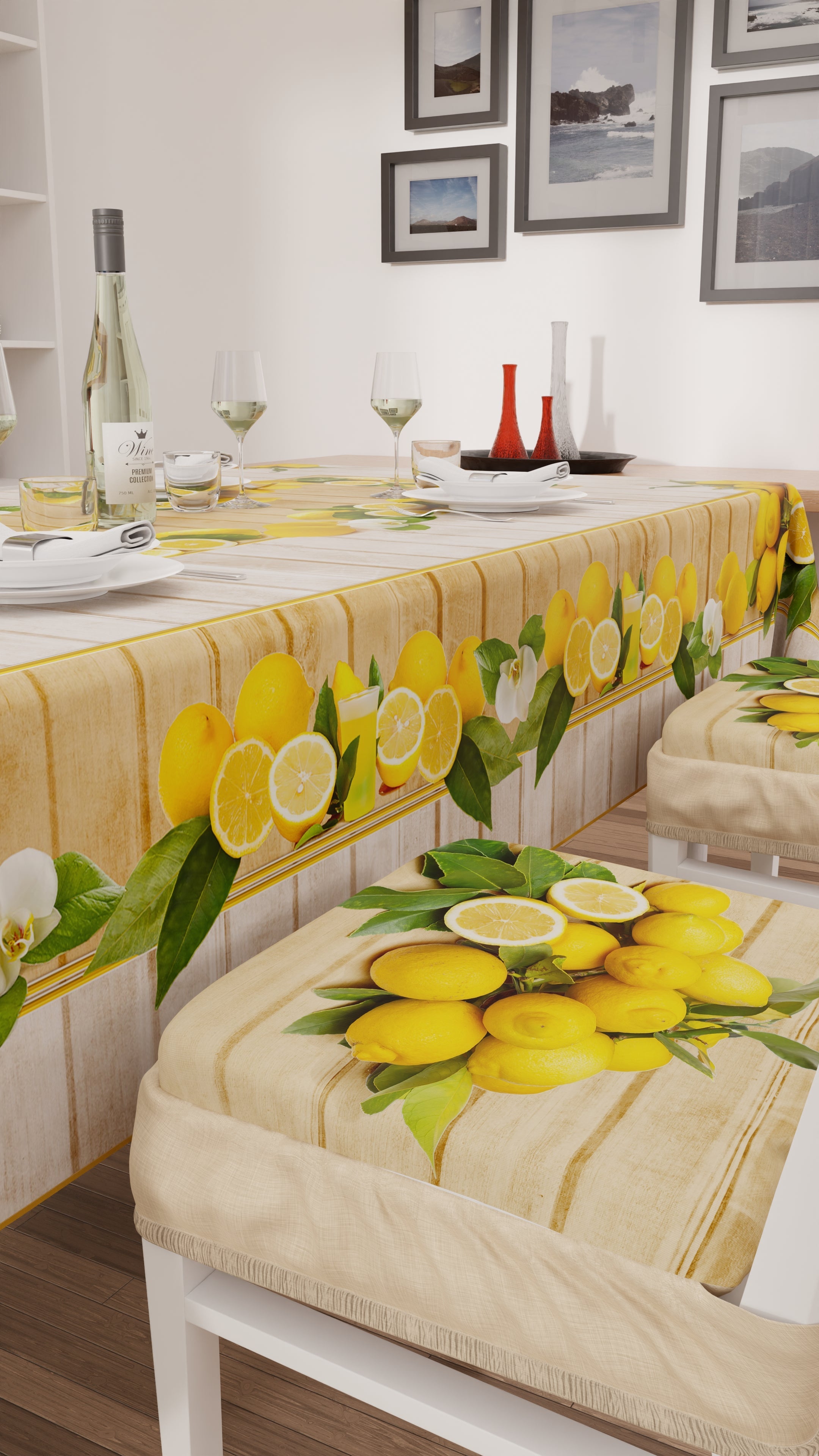 Cuscini per Sedie con Elastico Coprisedia in Stampa Digitale 2 Pezzi Lemon