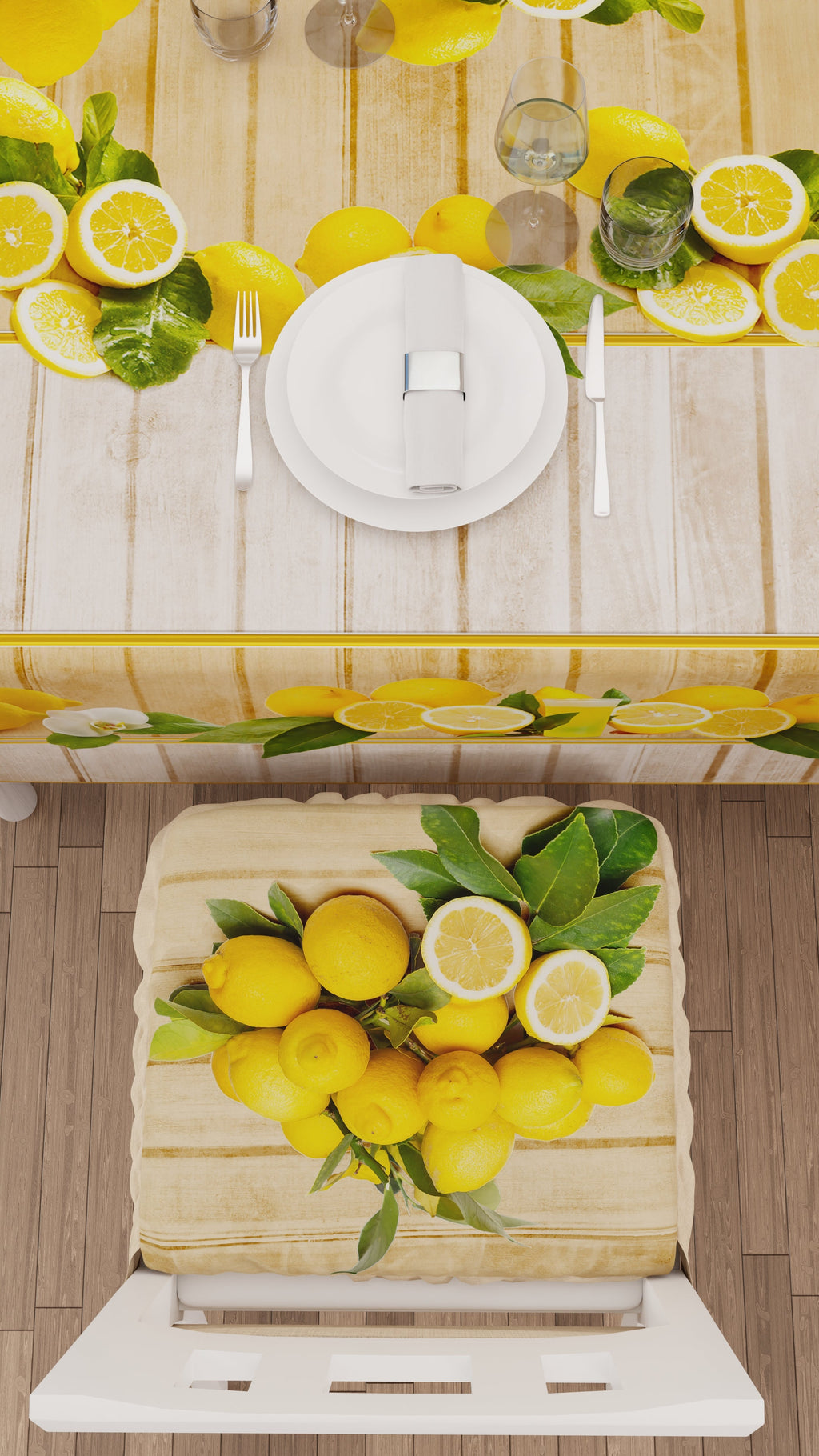 Cuscini per Sedie con Elastico Coprisedia in Stampa Digitale 2 Pezzi Lemon