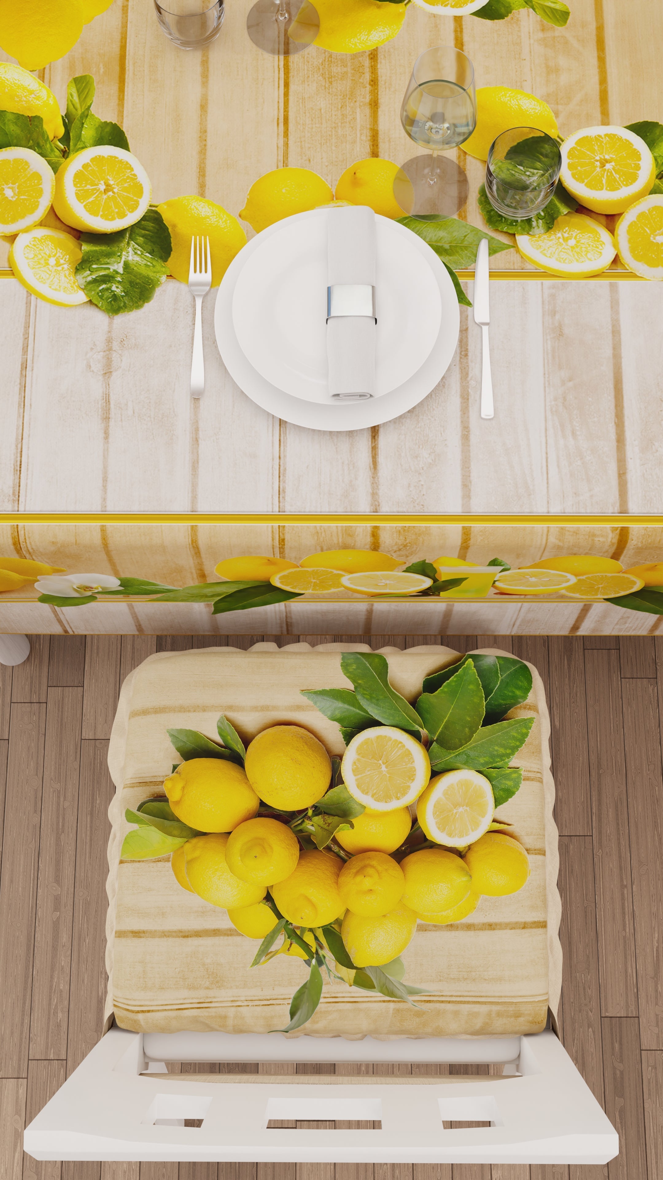 Cuscini per Sedie con Elastico Coprisedia in Stampa Digitale 2 Pezzi Lemon