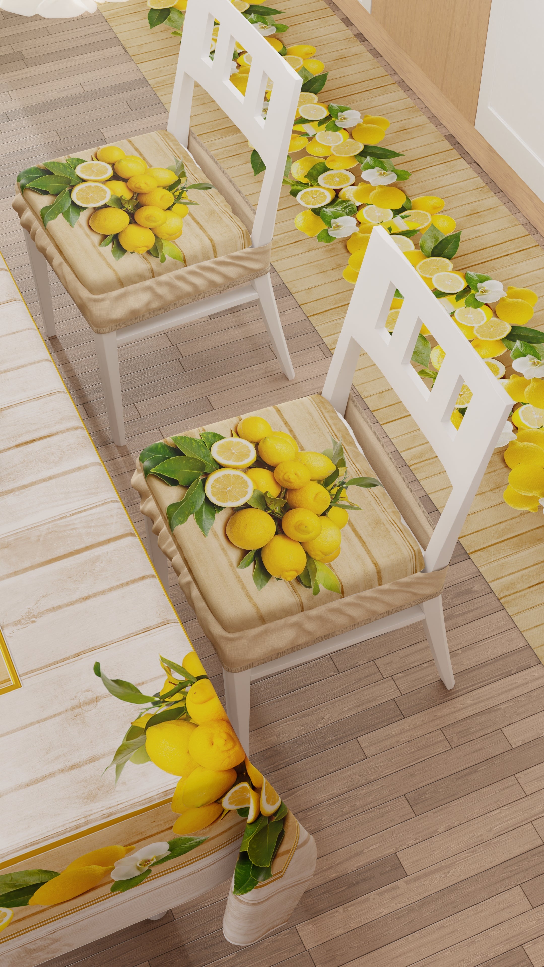 Cuscini per Sedie con Elastico Coprisedia in Stampa Digitale 2 Pezzi Lemon