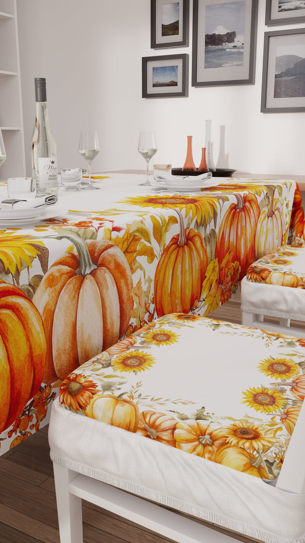 Cuscini per Sedie con Elastico Coprisedia in Stampa Digitale 2 Pezzi Pumpkin