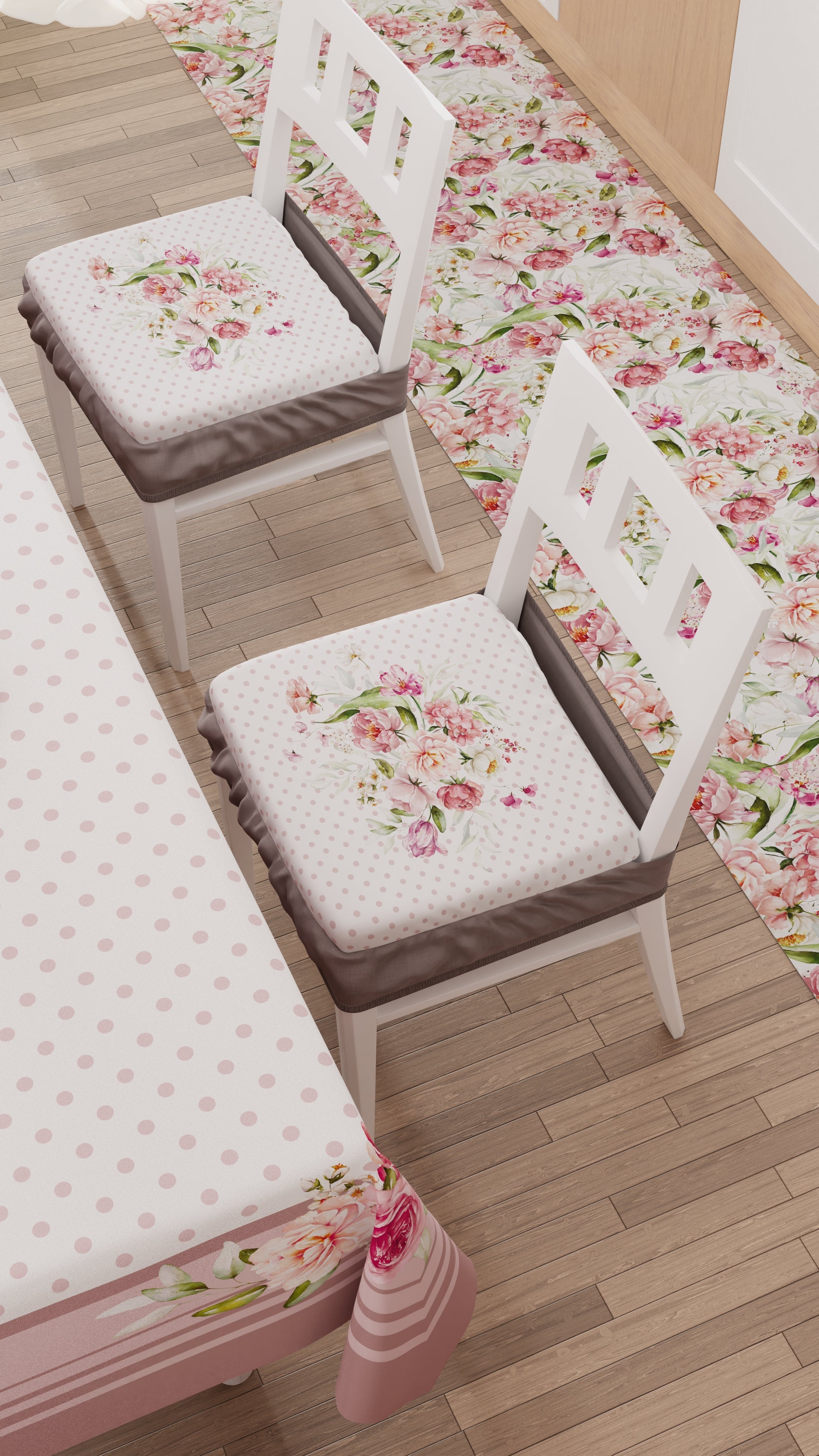 Cuscini per Sedie con Elastico Coprisedia in Stampa Digitale 2 Pezzi Shabby Cipria