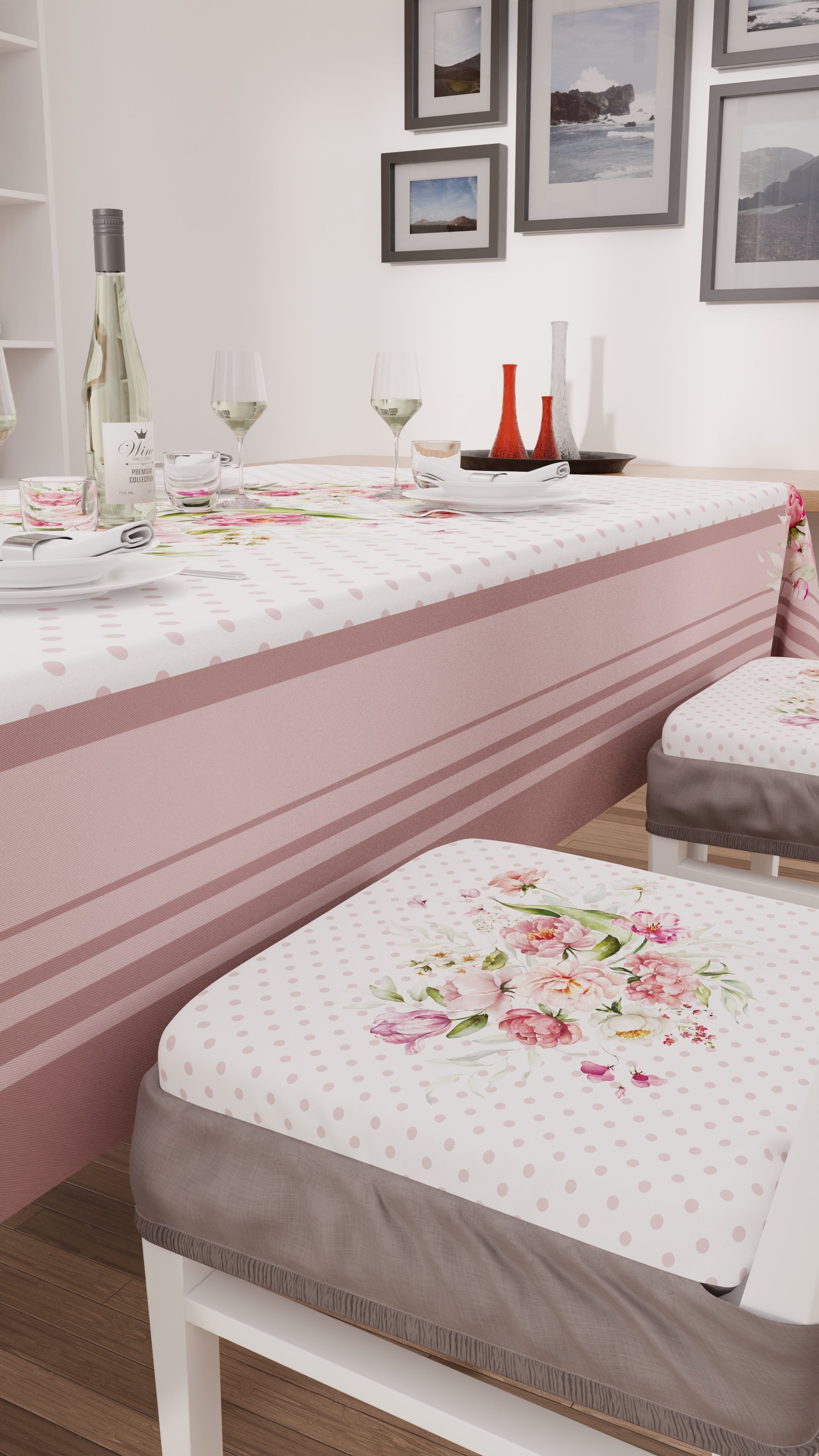 Cuscini per Sedie con Elastico Coprisedia in Stampa Digitale 2 Pezzi Shabby Cipria