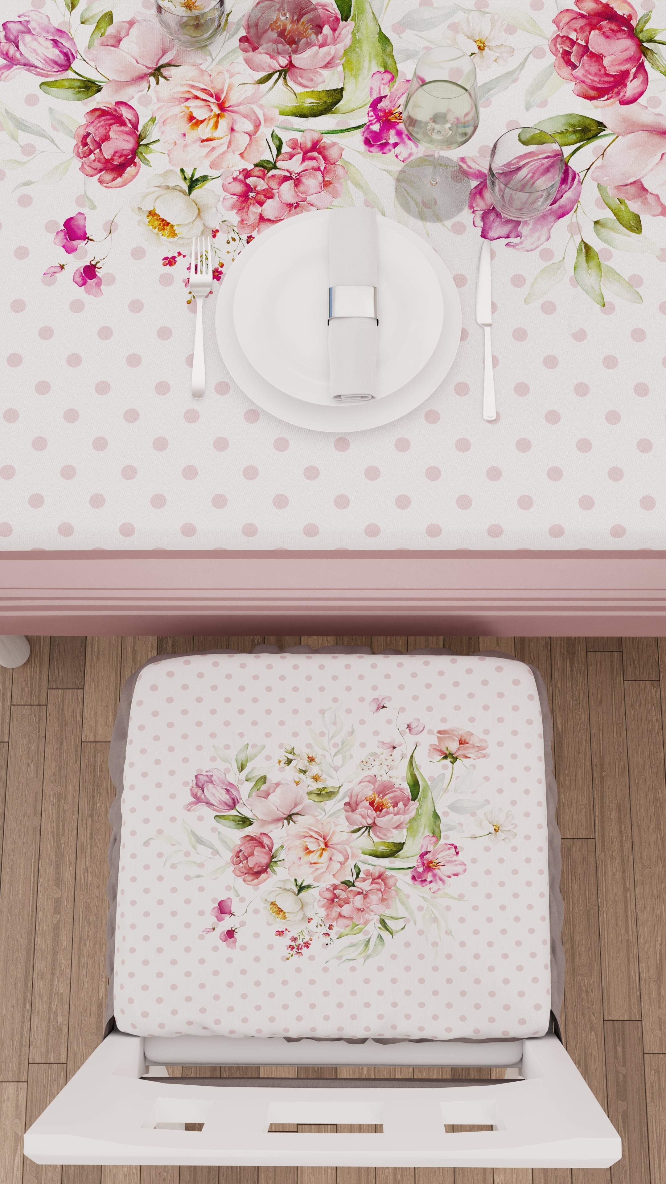 Cuscini per Sedie con Elastico Coprisedia in Stampa Digitale 2 Pezzi Shabby Cipria