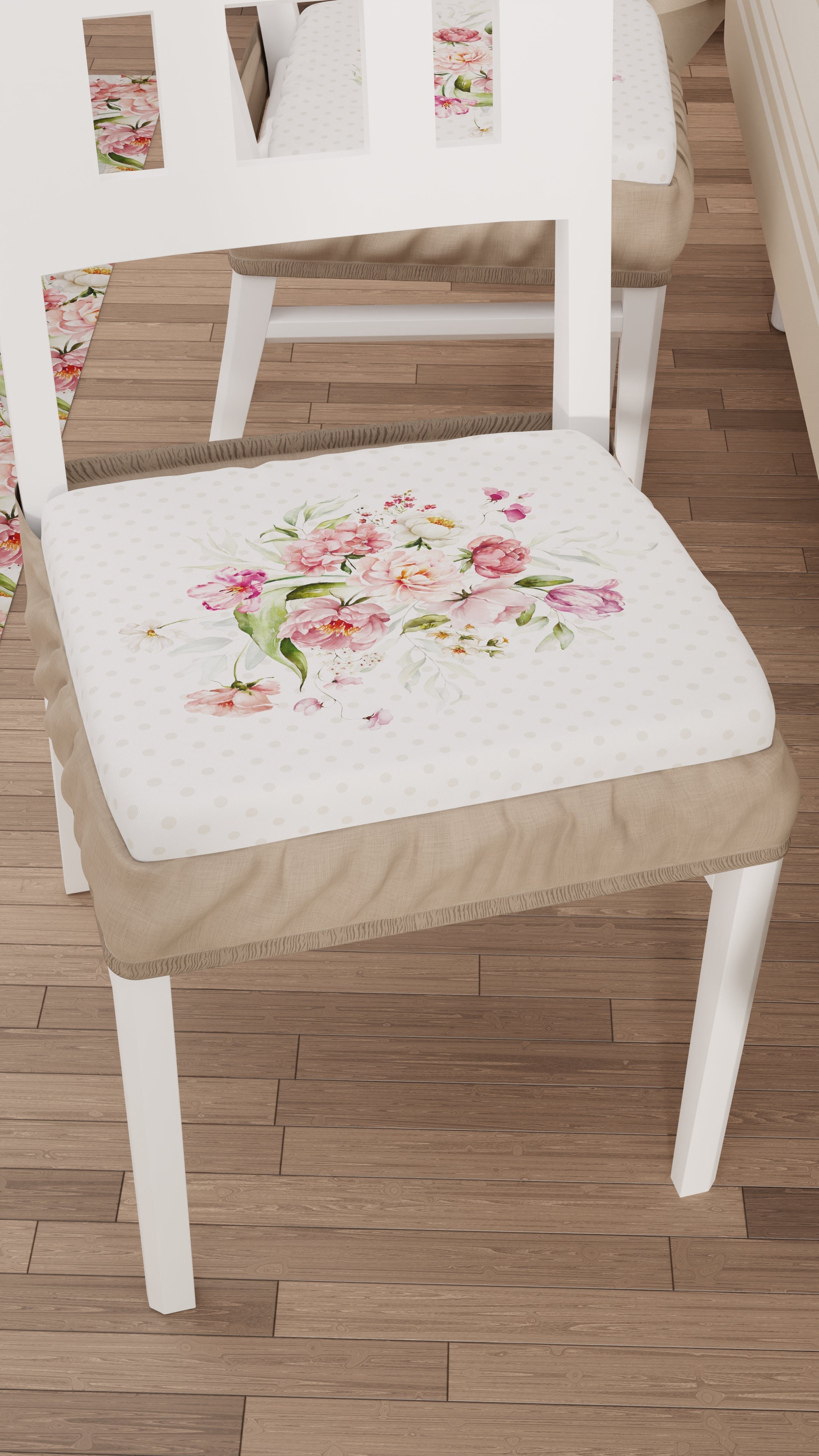 Cuscini per Sedie con Elastico Coprisedia in Stampa Digitale 2 Pezzi Shabby Beige