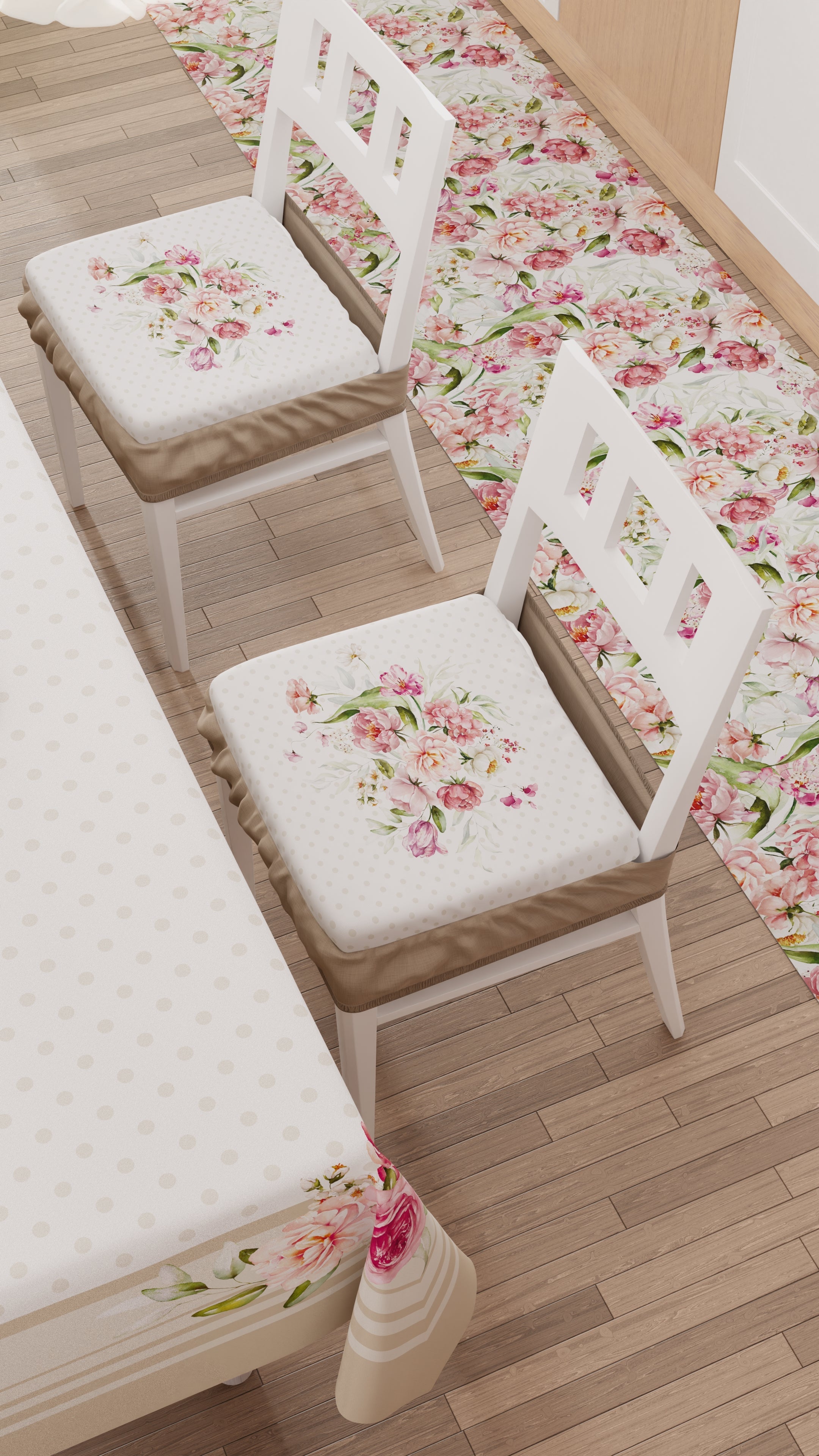 Cuscini per Sedie con Elastico Coprisedia in Stampa Digitale 2 Pezzi Shabby Beige