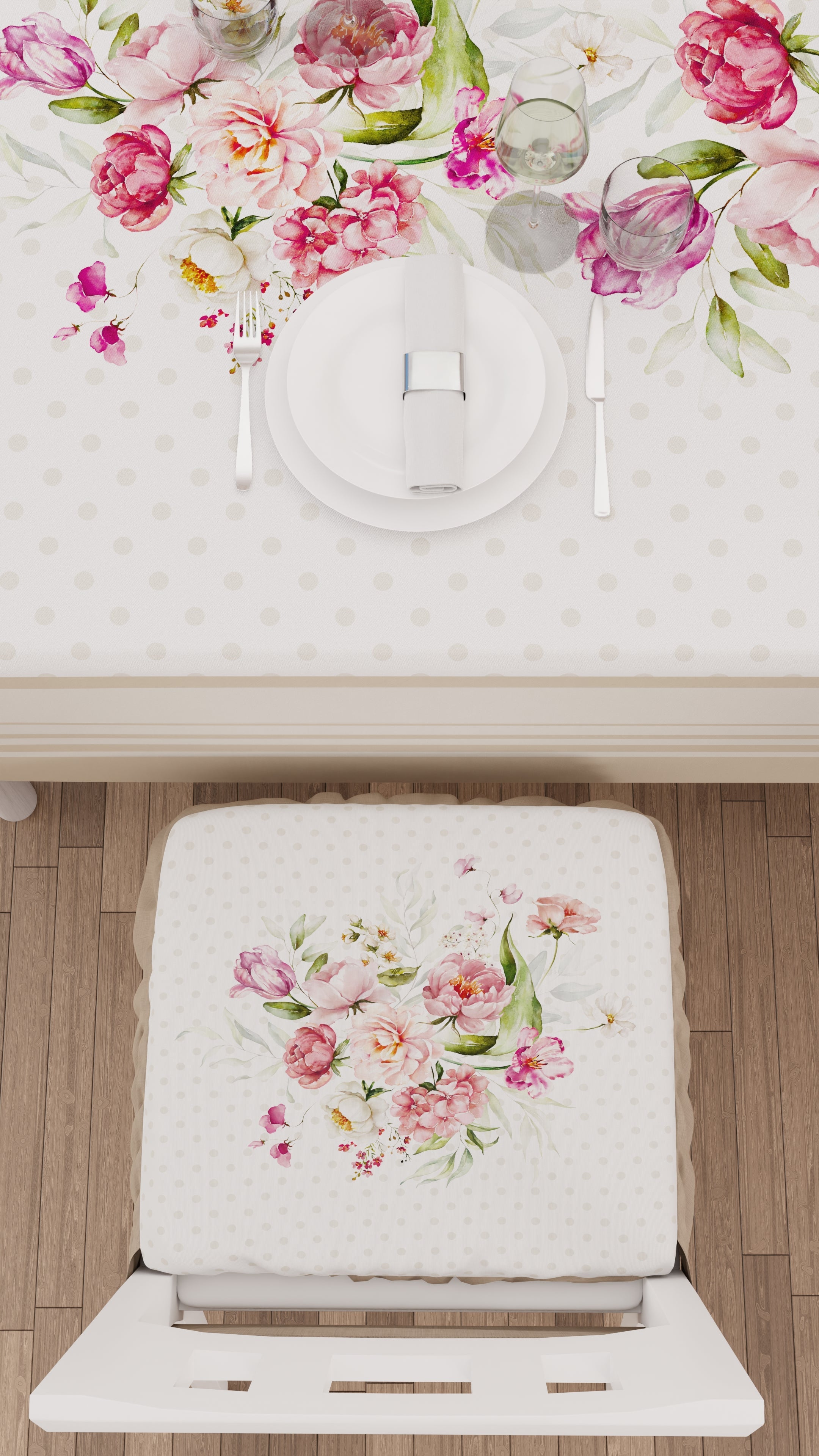 Cuscini per Sedie con Elastico Coprisedia in Stampa Digitale 2 Pezzi Shabby Beige