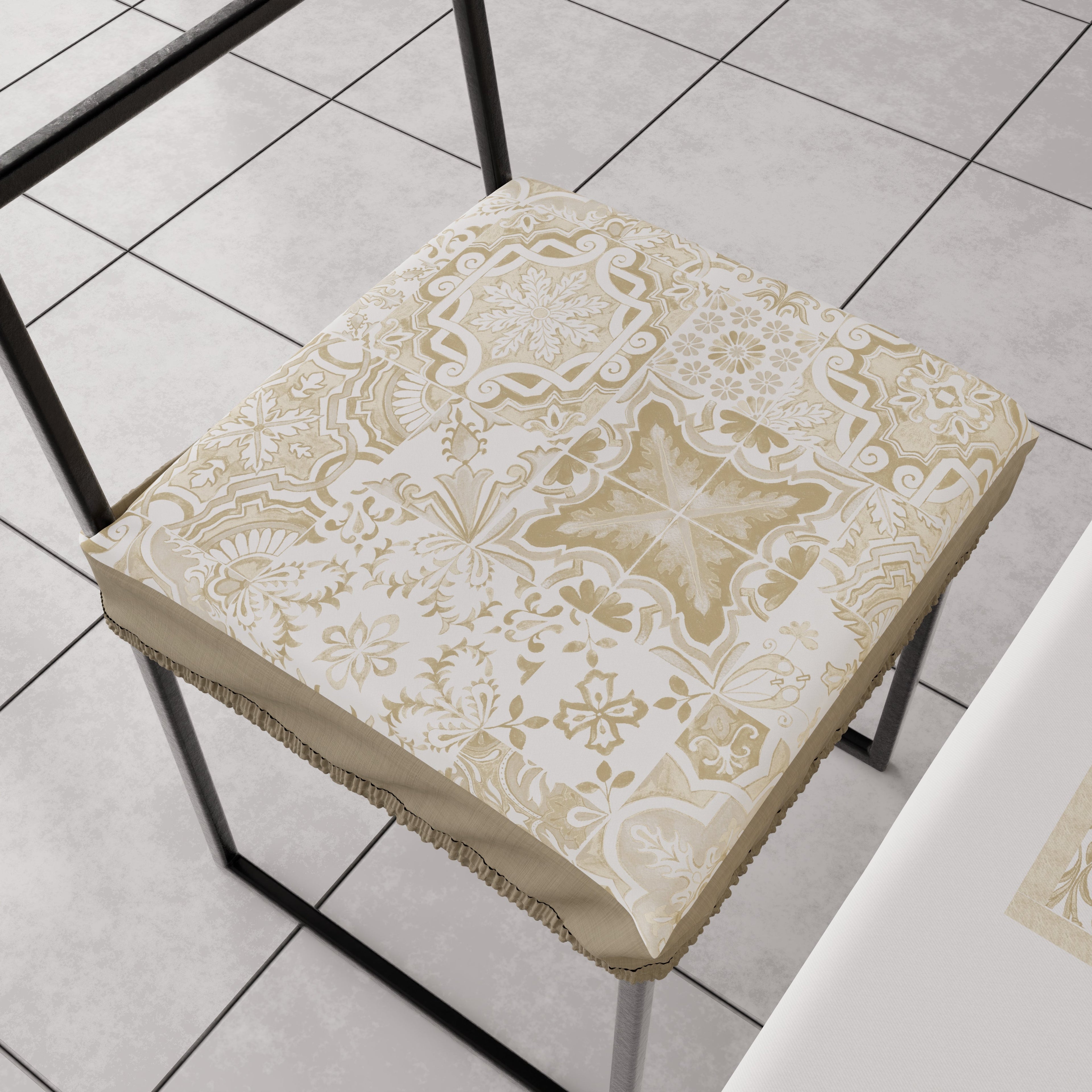 Cuscini per Sedie con Elastico Coprisedia in Stampa Digitale 2 Pezzi Vietri 02 Beige