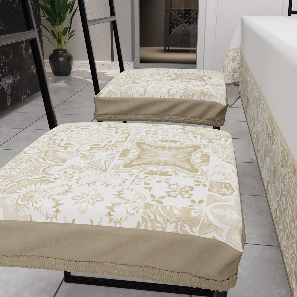 Cuscini per Sedie con Elastico Coprisedia in Stampa Digitale 2 Pezzi Vietri 02 Beige