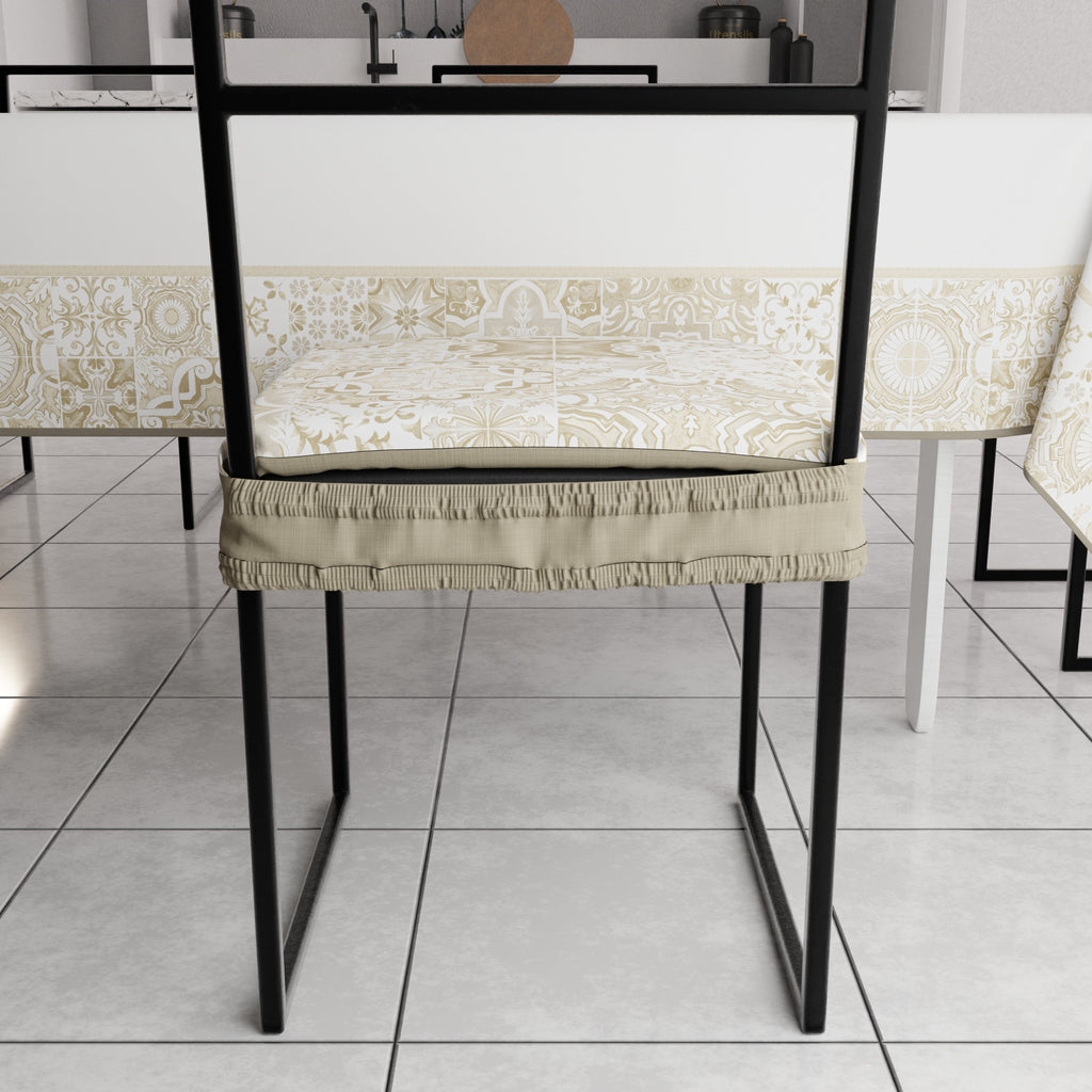 Cuscini per Sedie con Elastico Coprisedia in Stampa Digitale 2 Pezzi Vietri 02 Beige