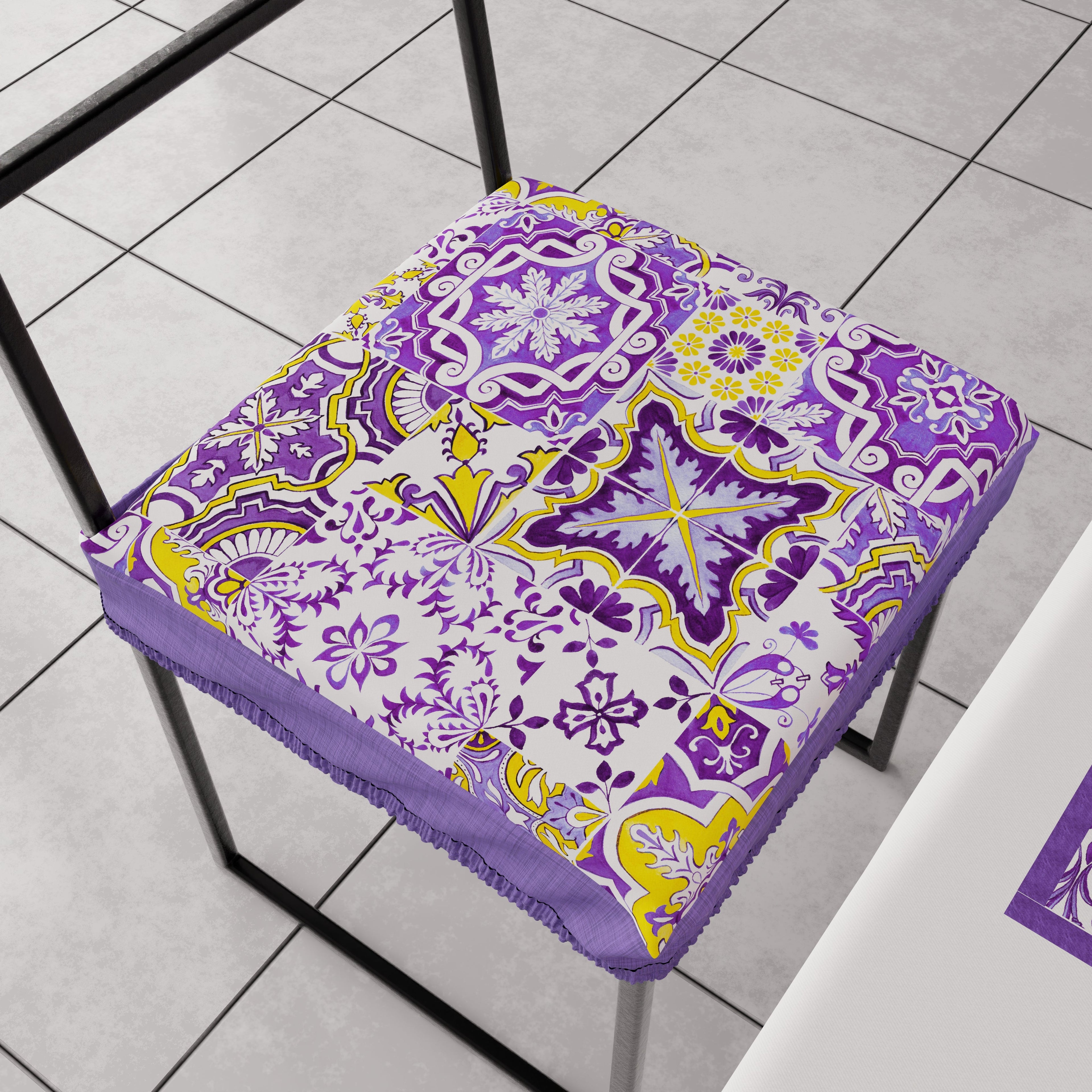 Cuscini per Sedie con Elastico Coprisedia in Stampa Digitale 2 Pezzi Vietri 02 Viola