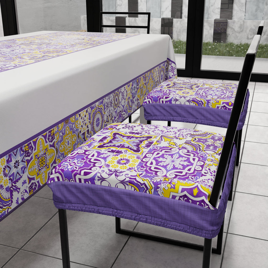 Cuscini per Sedie con Elastico Coprisedia in Stampa Digitale 2 Pezzi Vietri 02 Viola