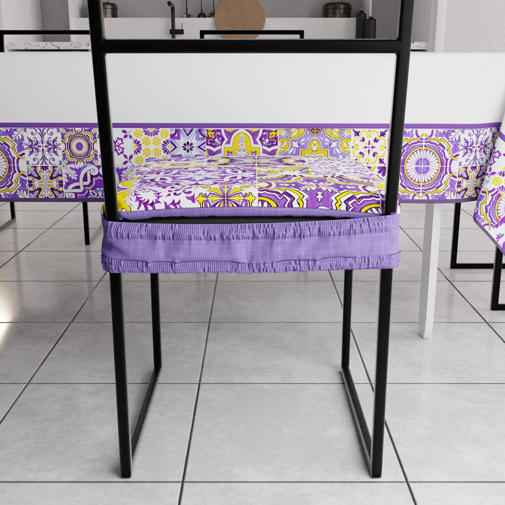 Cuscini per Sedie con Elastico Coprisedia in Stampa Digitale 2 Pezzi Vietri 02 Viola