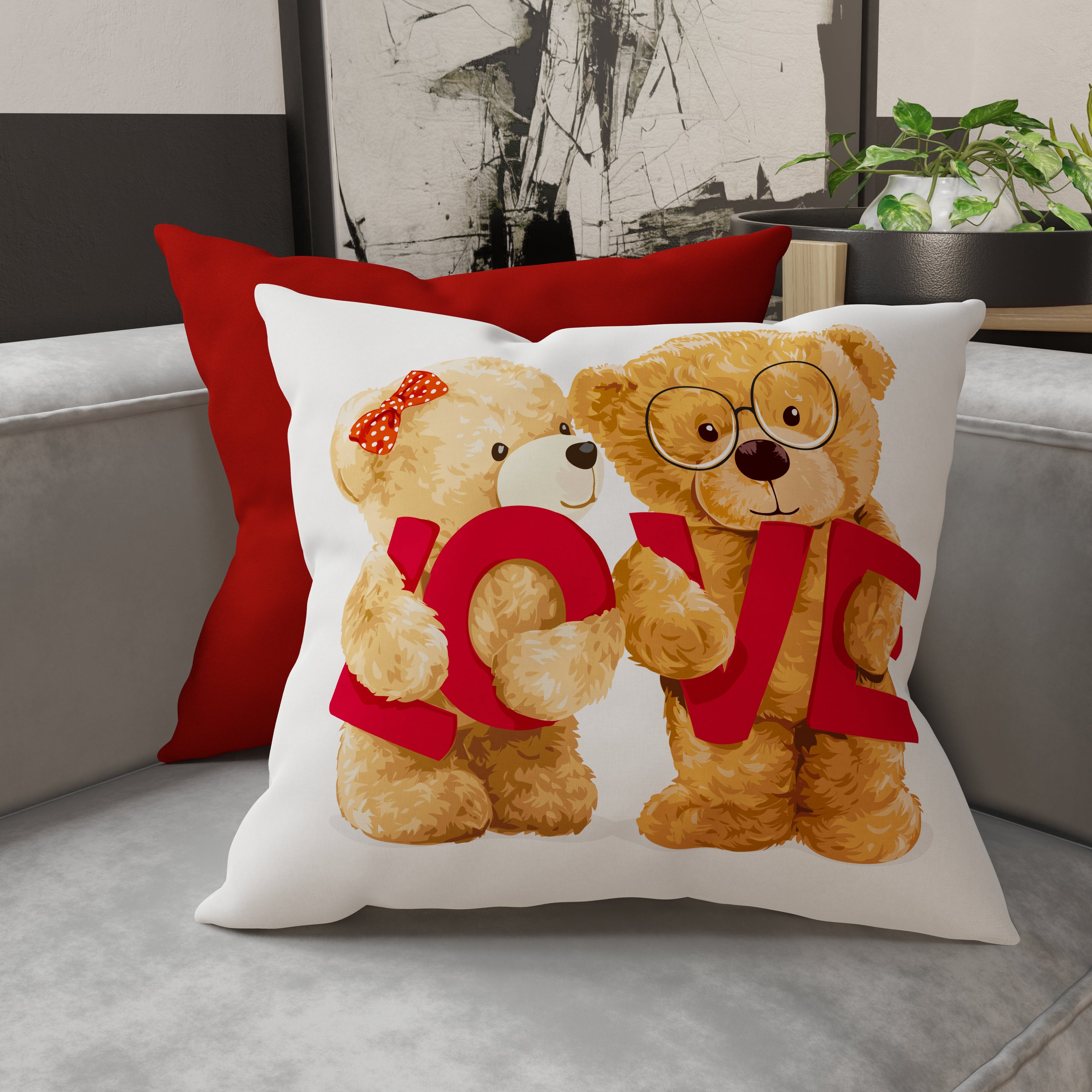 Cuscini, Copricuscini Divano, Cuscini Arredo in Stampa Digitale Teddy Love