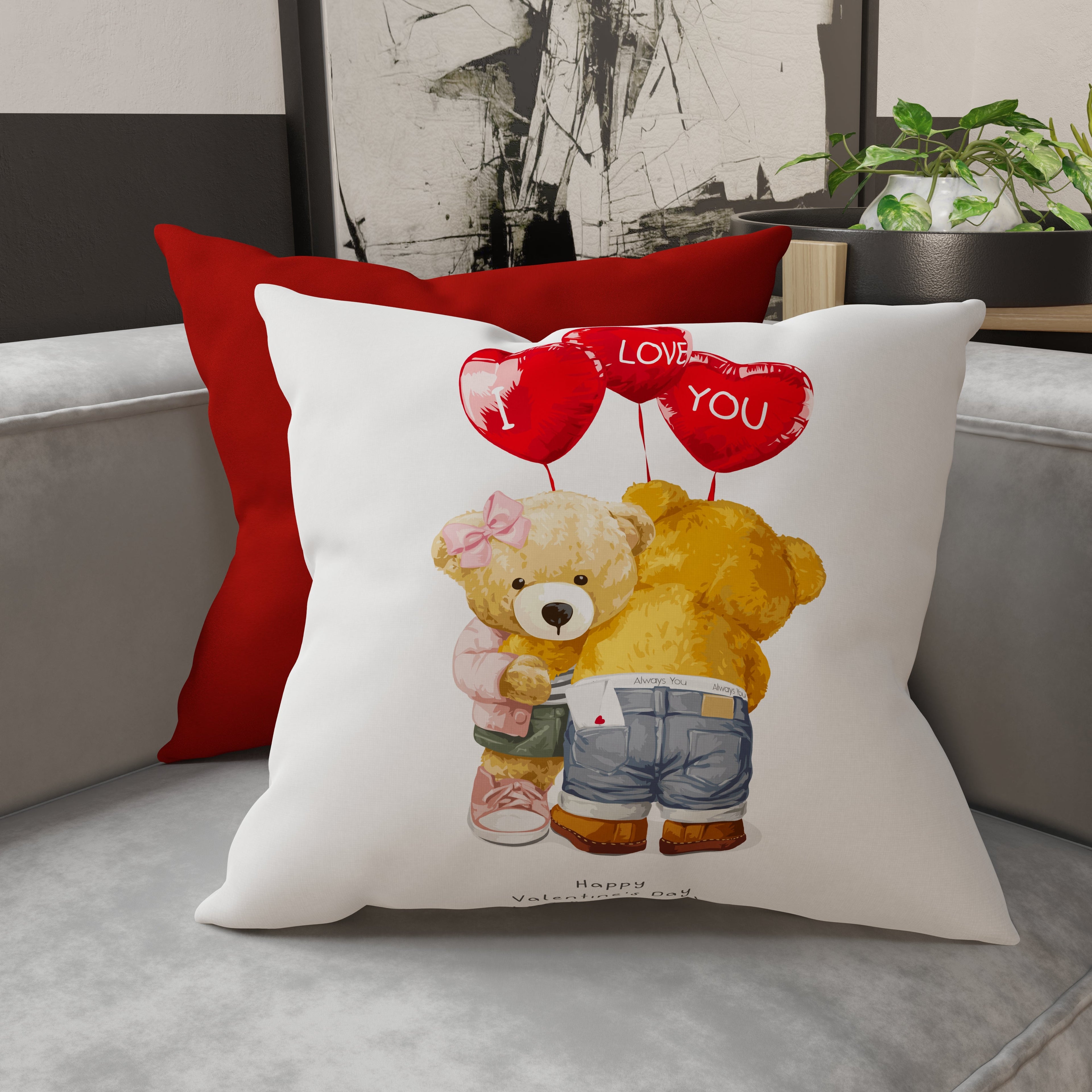 Cuscini, Copricuscini Divano, Cuscini Arredo in Stampa Digitale Teddy San Valentino
