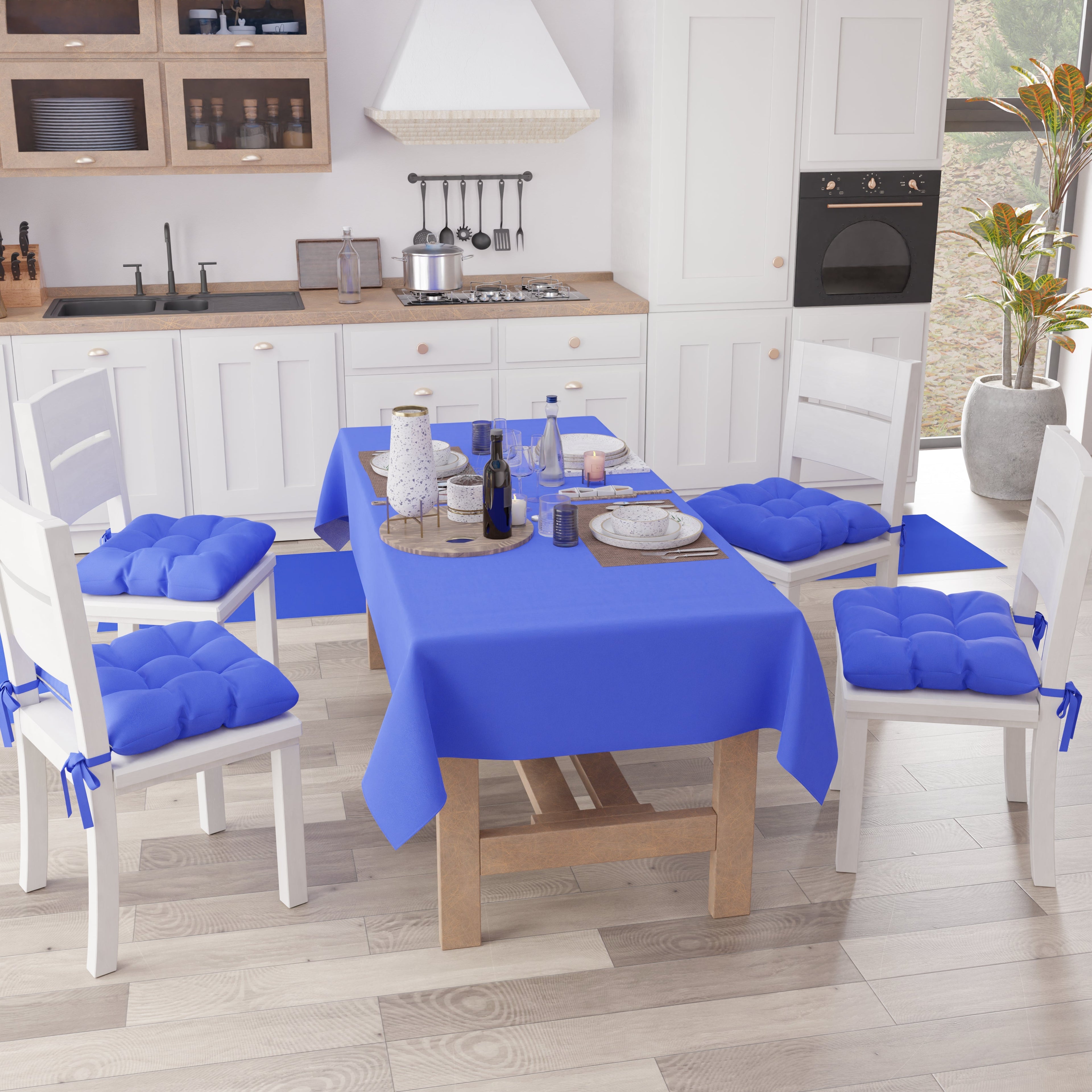 Cuscini per Sedie Cucina, Cuscini Coprisedie 6 Pezzi Blu Elettrico