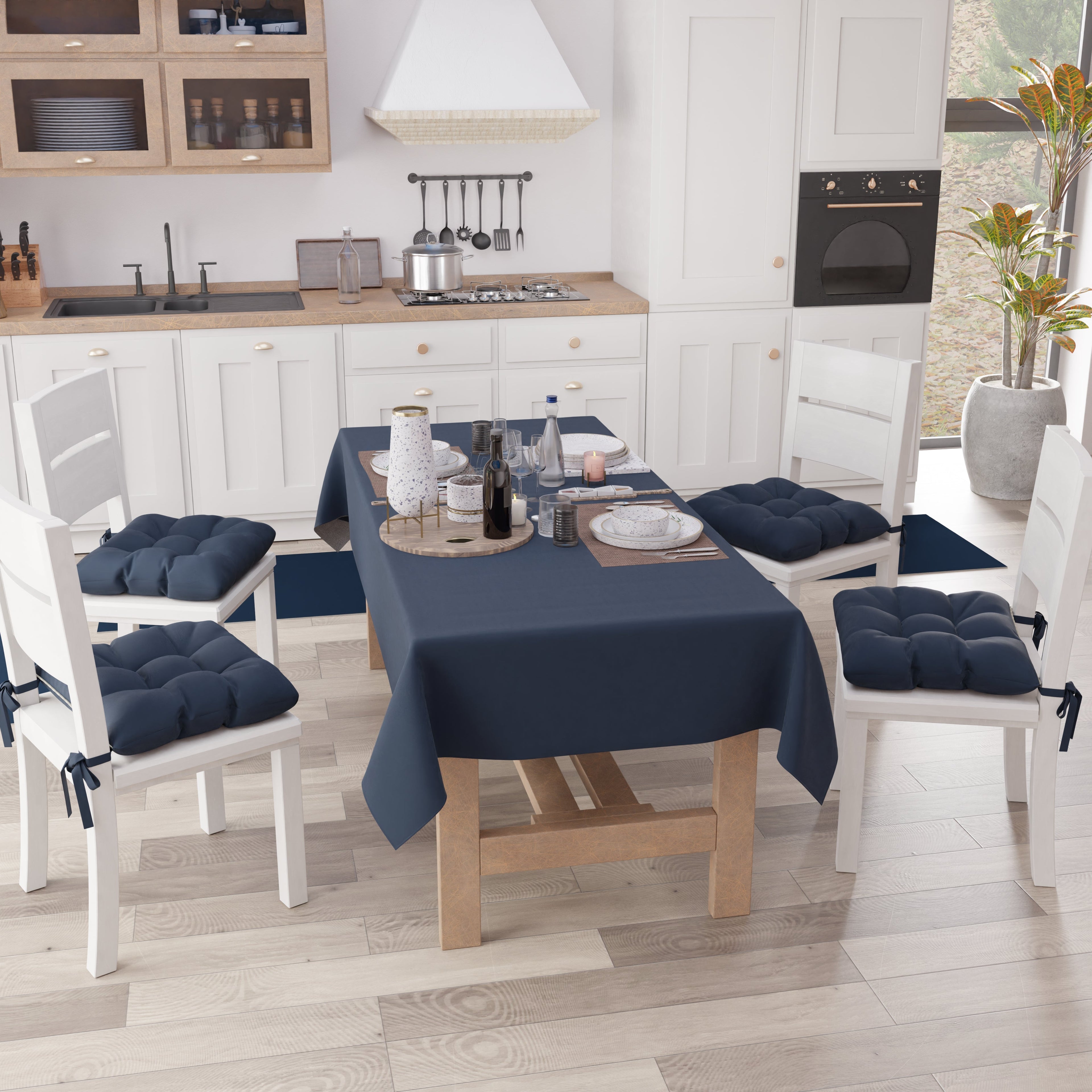 Cuscini per Sedie Cucina, Cuscini Coprisedie 6 Pezzi Blu Marino