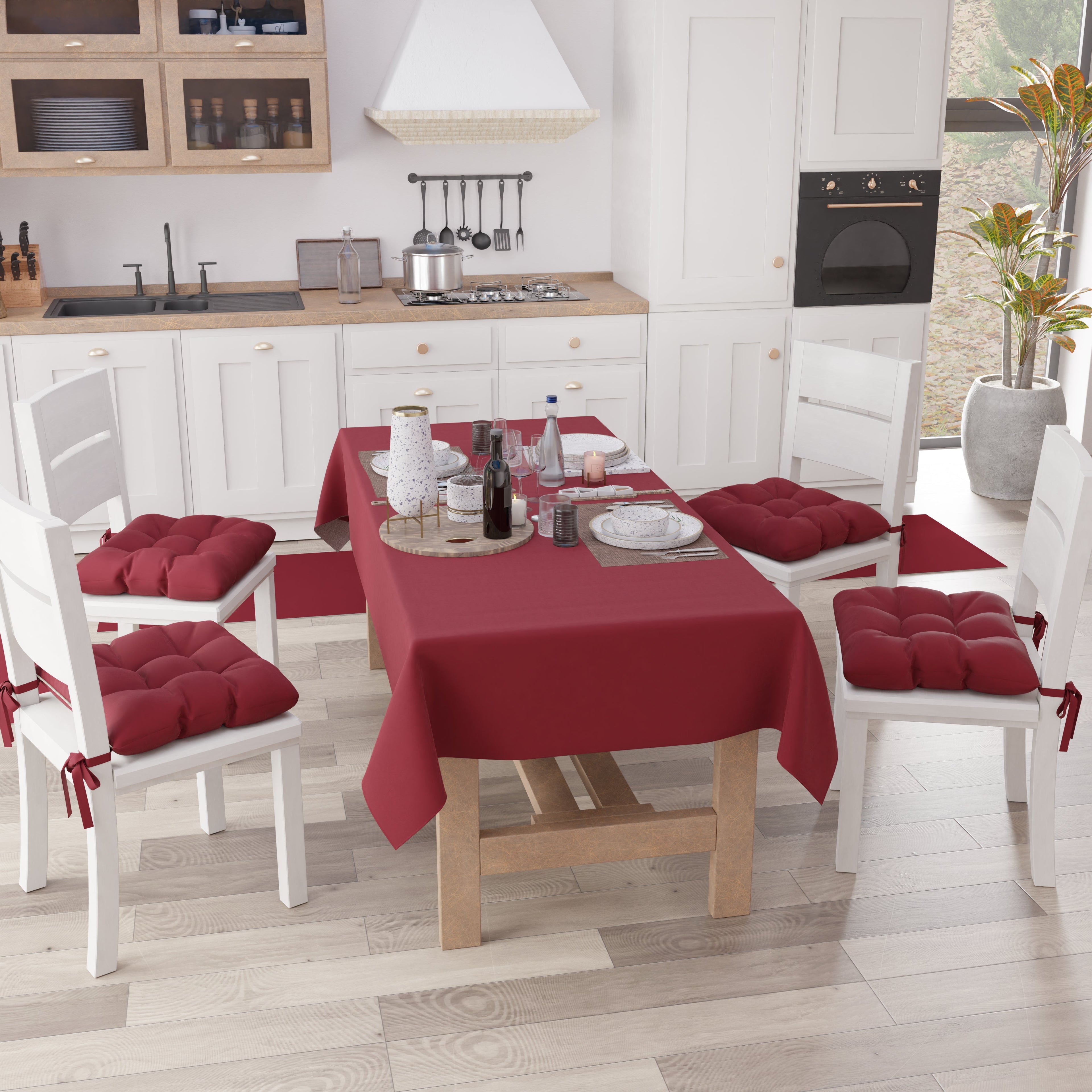 Cuscini per Sedie Cucina, Cuscini Coprisedie 6 Pezzi Bordeaux