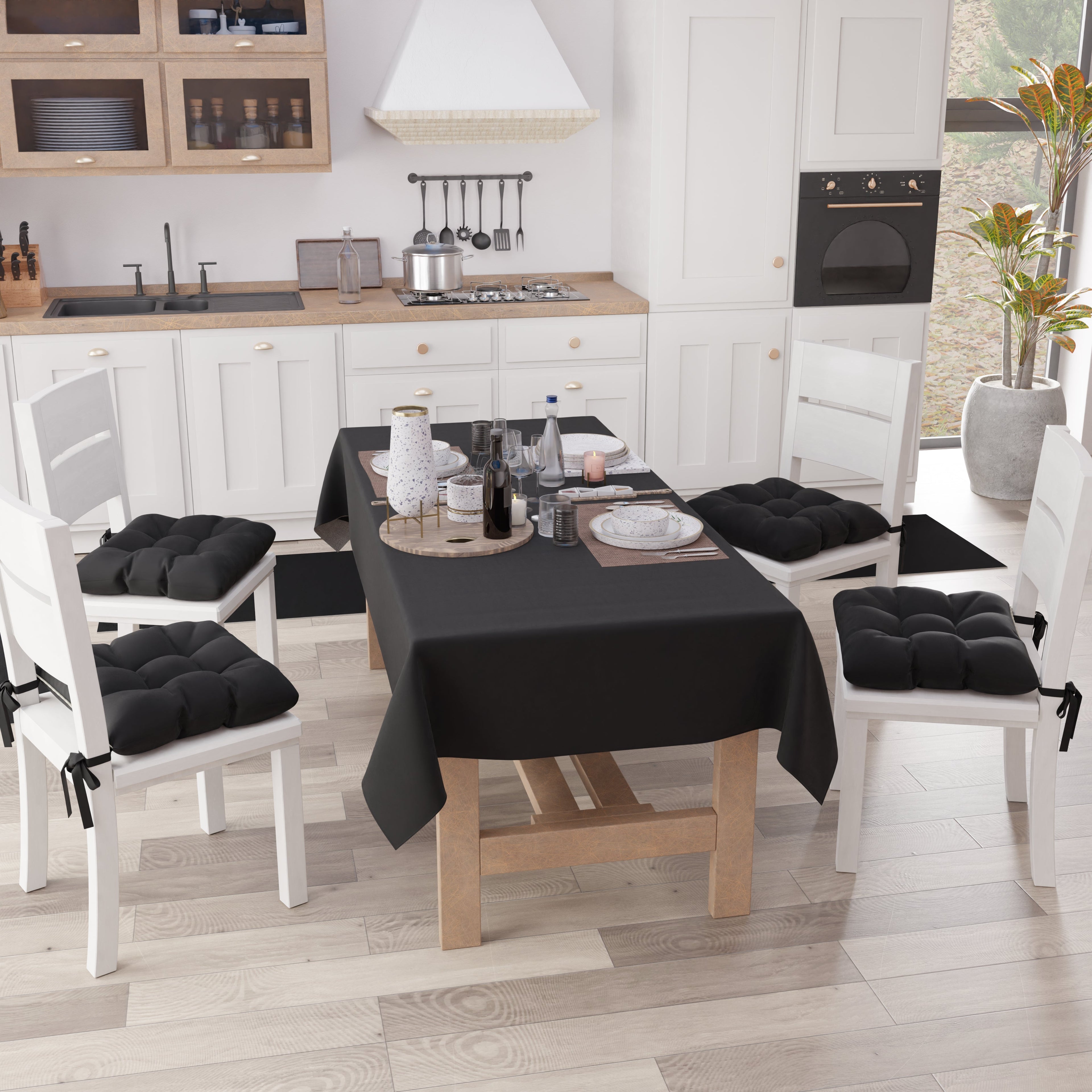 Cuscini per Sedie Cucina, Cuscini Coprisedie 6 Pezzi Nero