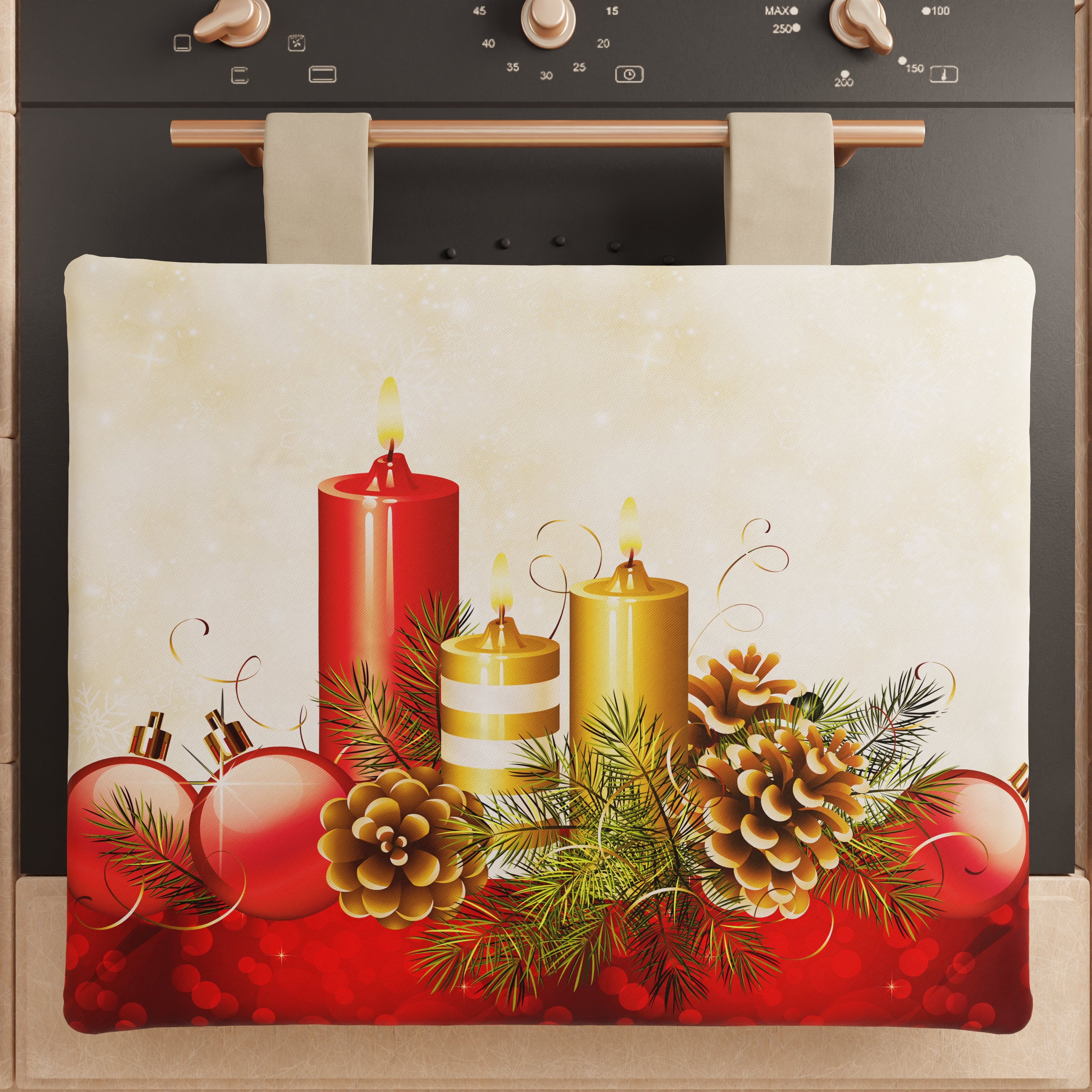 Copriforno Natalizio per Cucina in Stampa Digitale Candele
