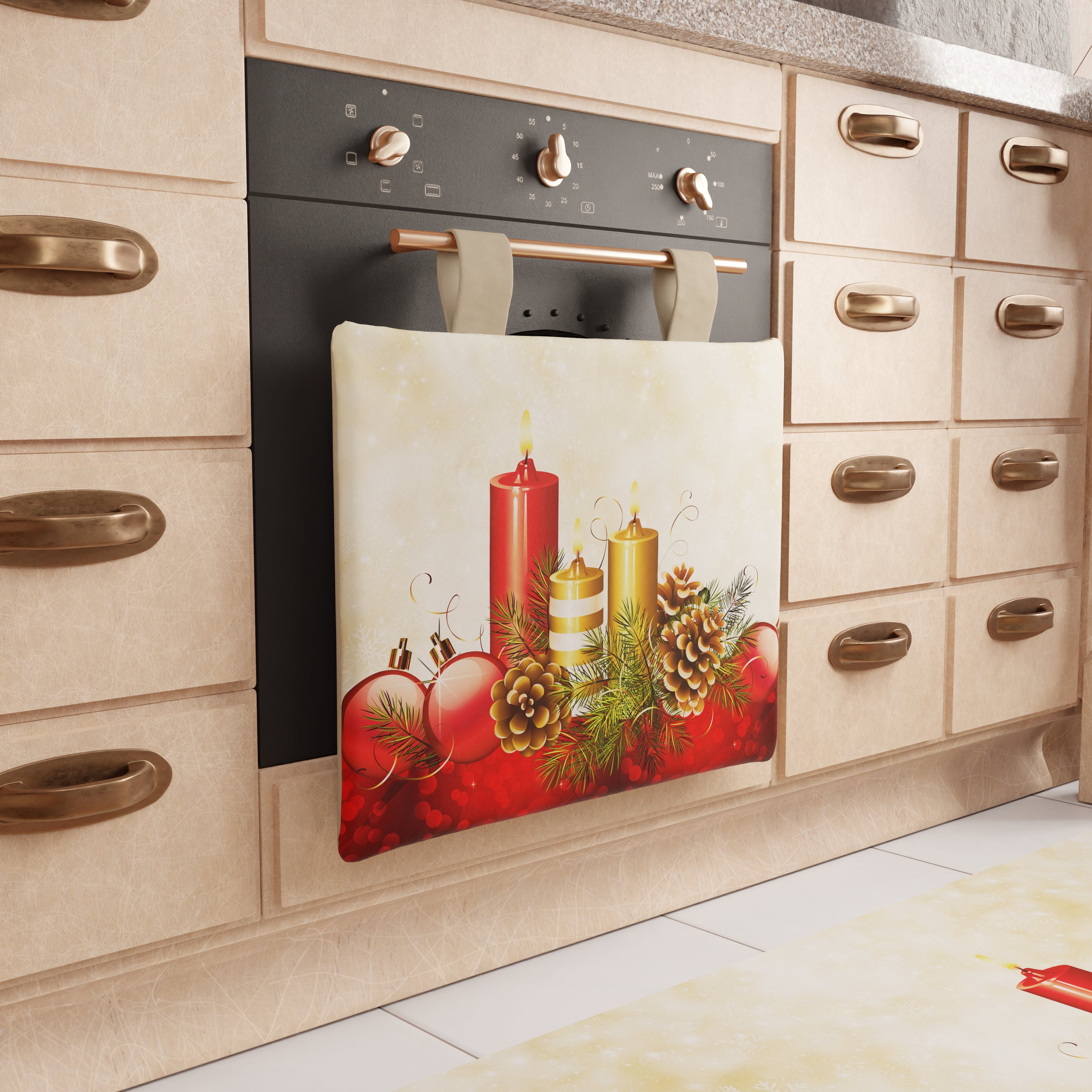 Copriforno Natalizio per Cucina in Stampa Digitale Candele